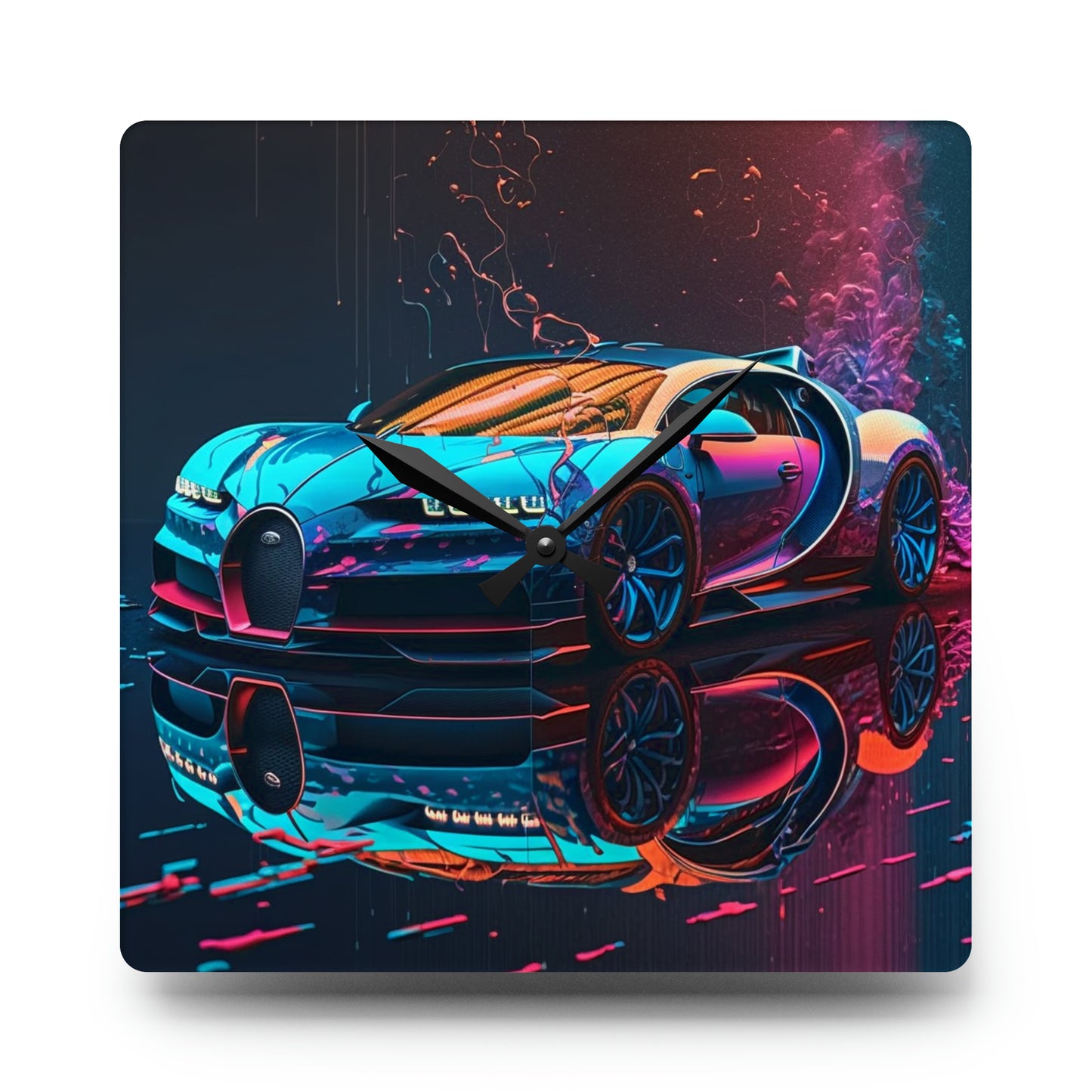 Acrylic Wall Clock Bugatti Neon Chiron 4