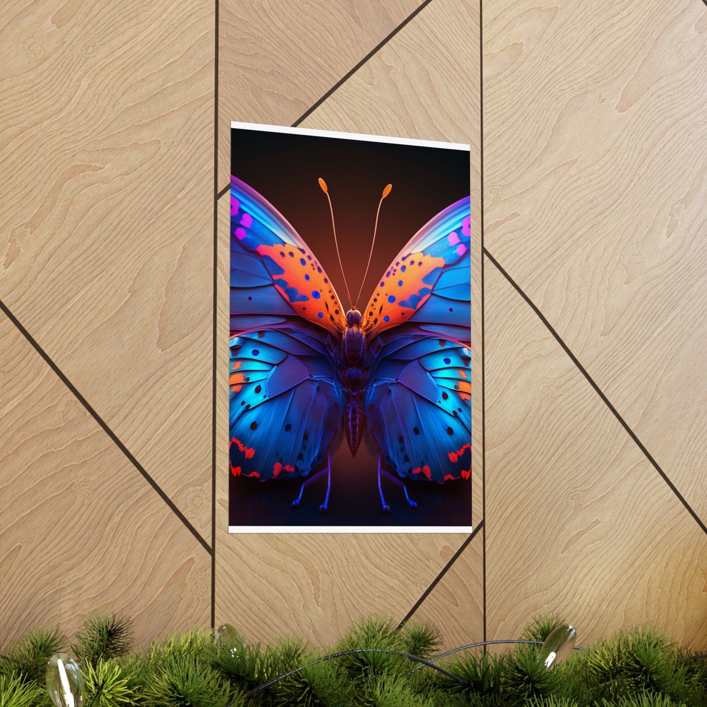 Premium Matte Vertical Posters Neon Butterfly Macro 3