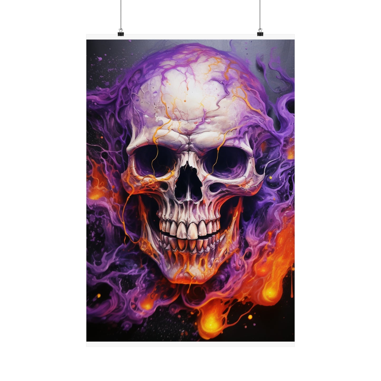 Premium Matte Vertical Posters Skull Flames 2