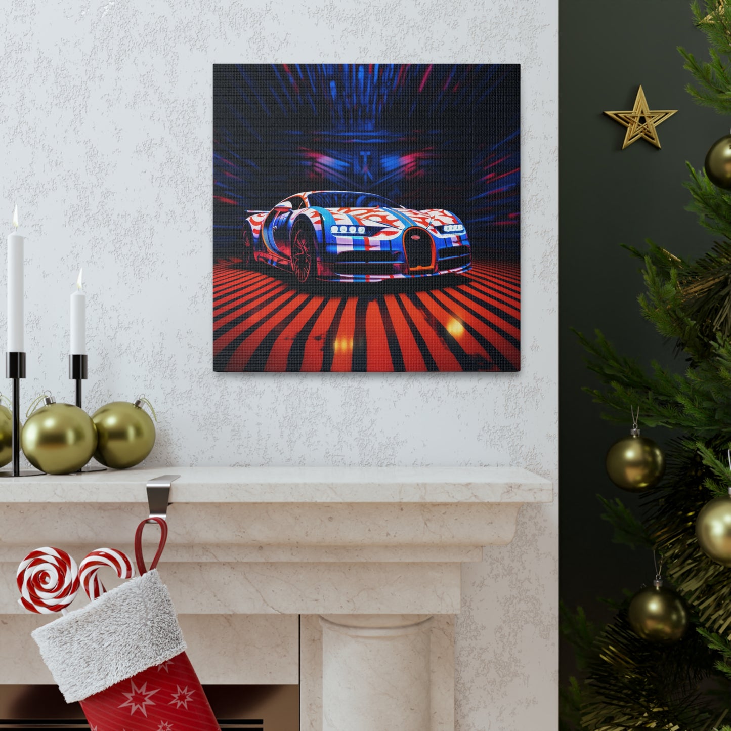 Canvas Gallery Wraps Macro Bugatti American Flag 1