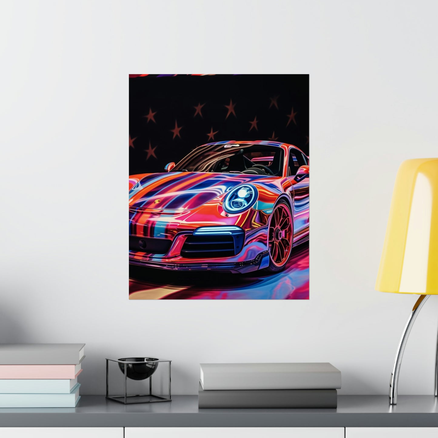 Premium Matte Vertical Posters American Flag Colored Porsche 4