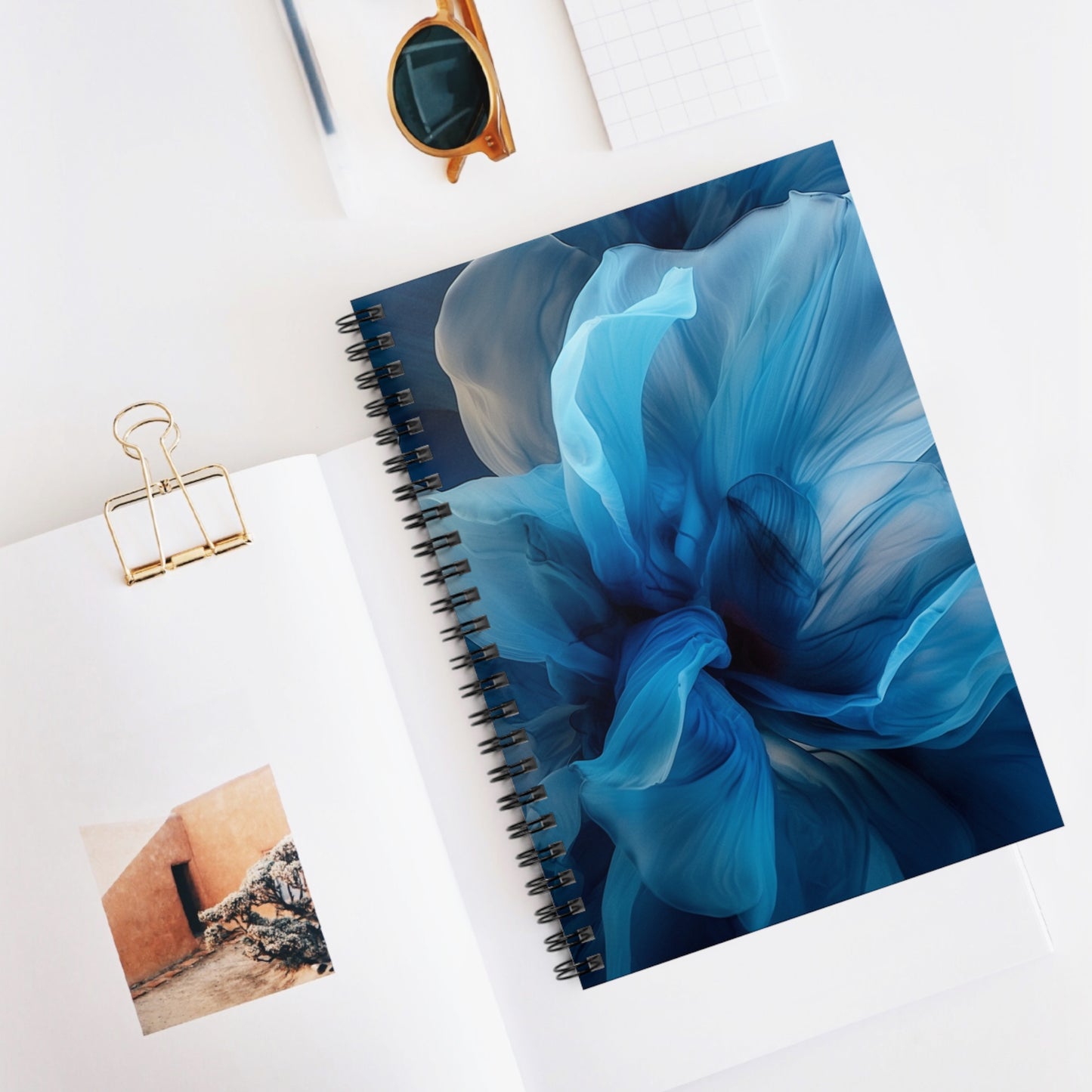 Spiral Notebook - Ruled Line Blue Tluip Abstract 2