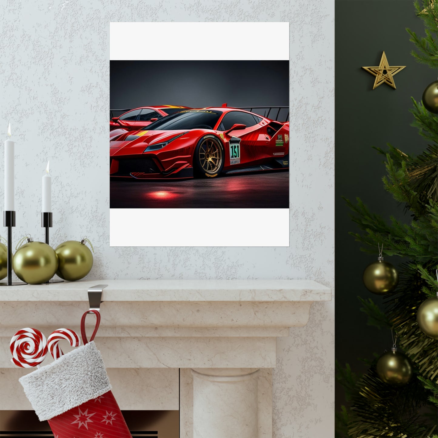 Premium Matte Vertical Posters Ferrari Red 2