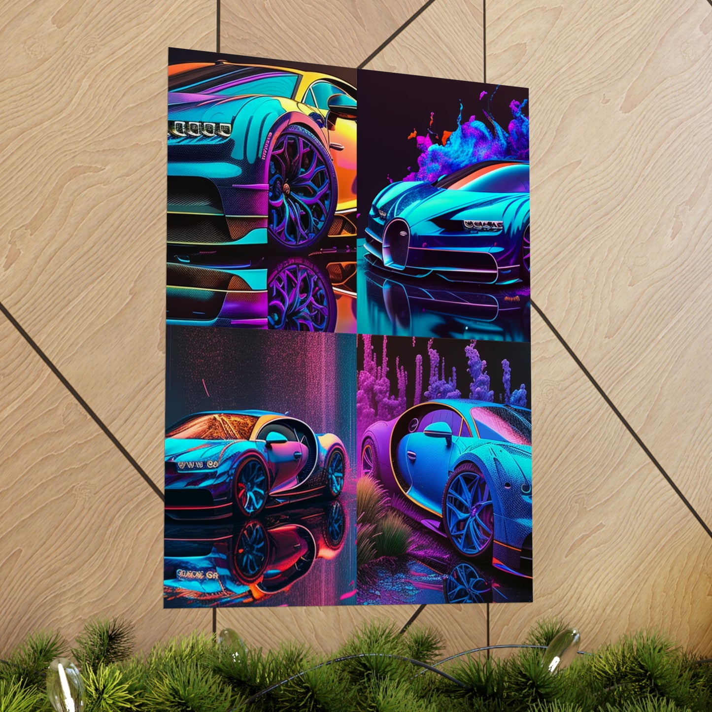 Premium Matte Vertical Posters Bugatti Neon Chiron 5