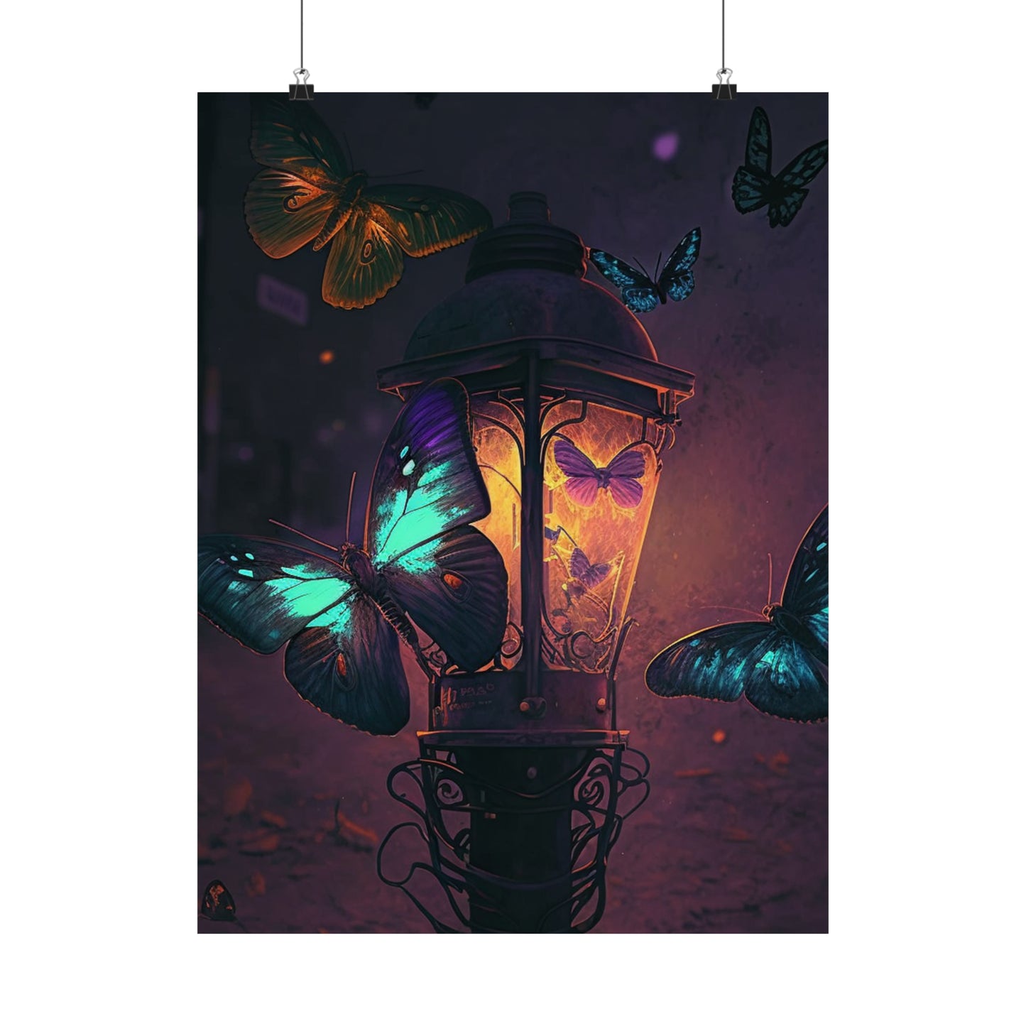 Premium Matte Vertical Posters Street Light Butterfly 4