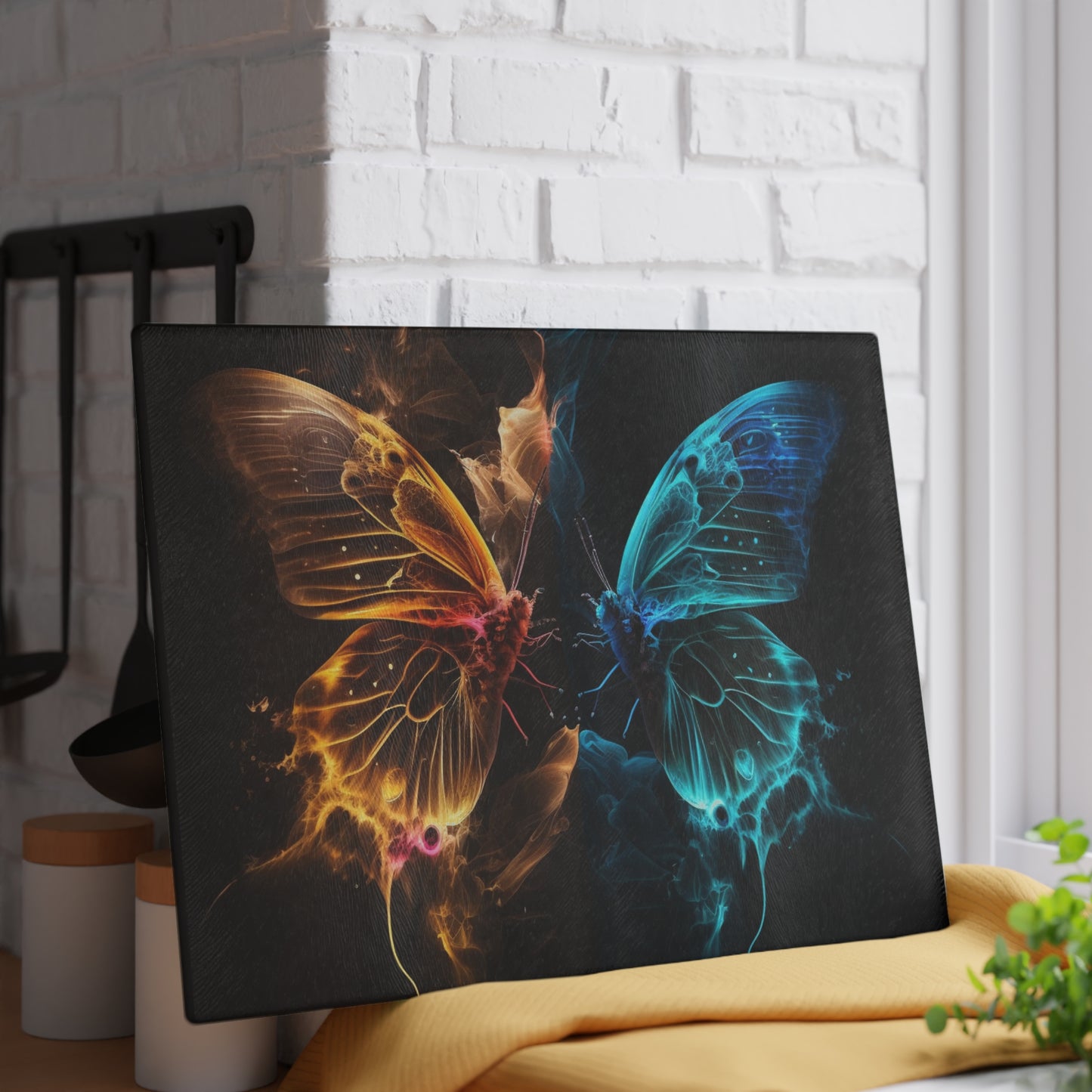 Glass Cutting Board Kiss Neon Butterfly 9