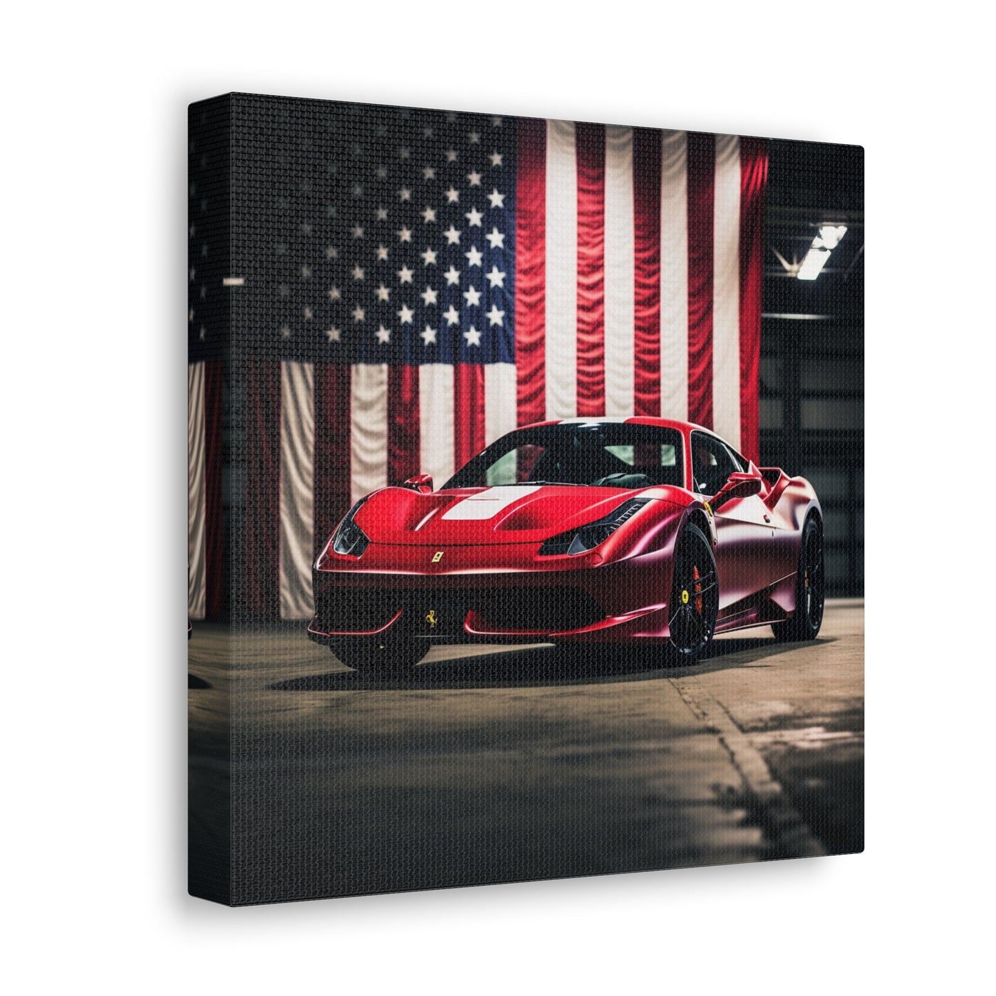 Canvas Gallery Wraps American Flag Background Ferrari 3