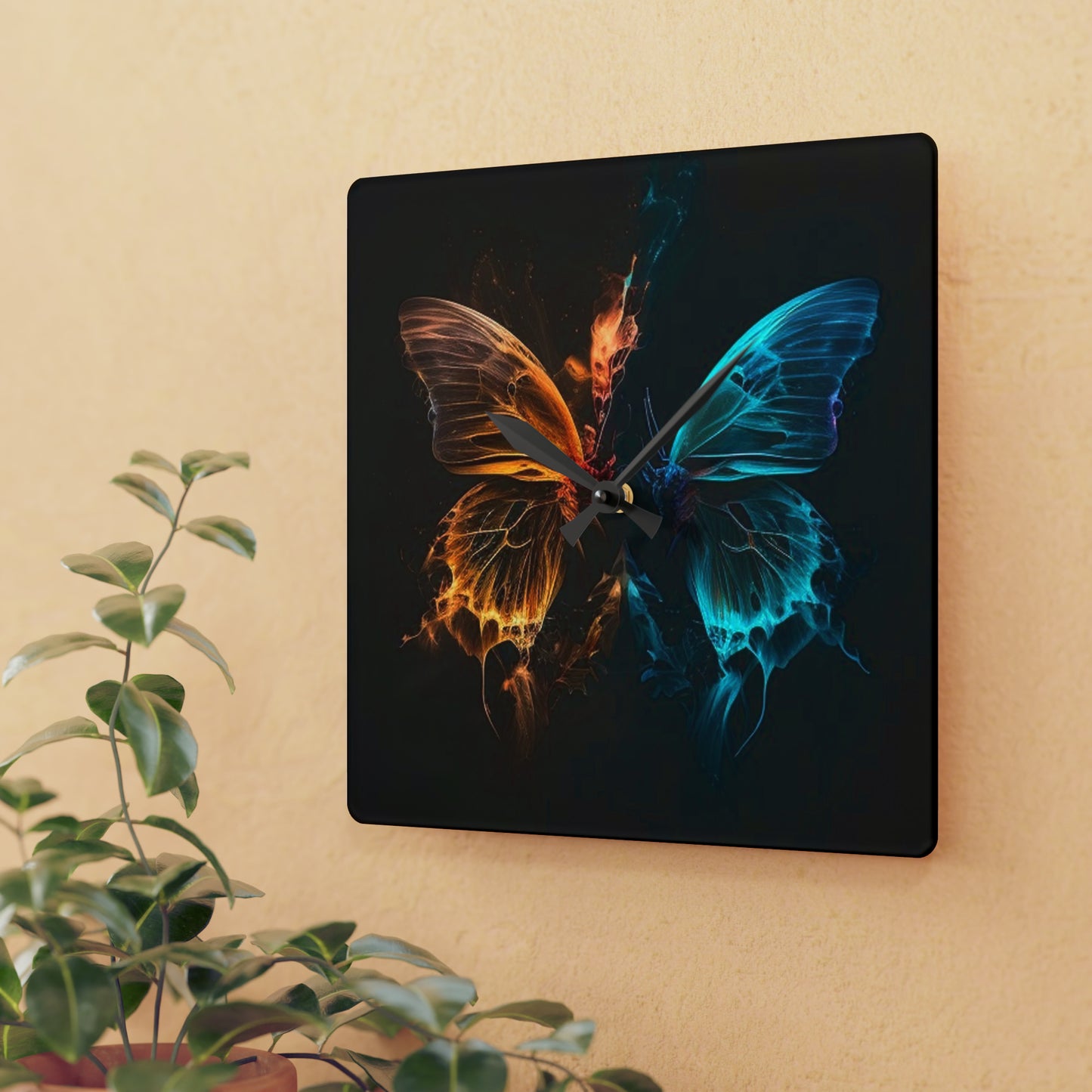 Acrylic Wall Clock Neon Glo Butterfly 4