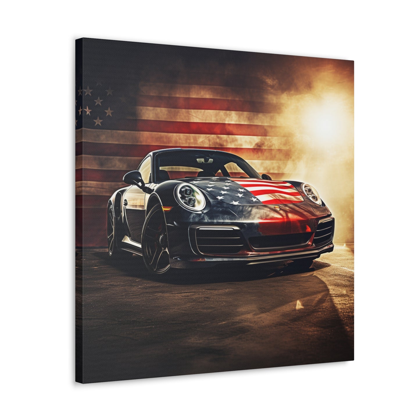 Canvas Gallery Wraps Abstract American Flag Background Porsche 1