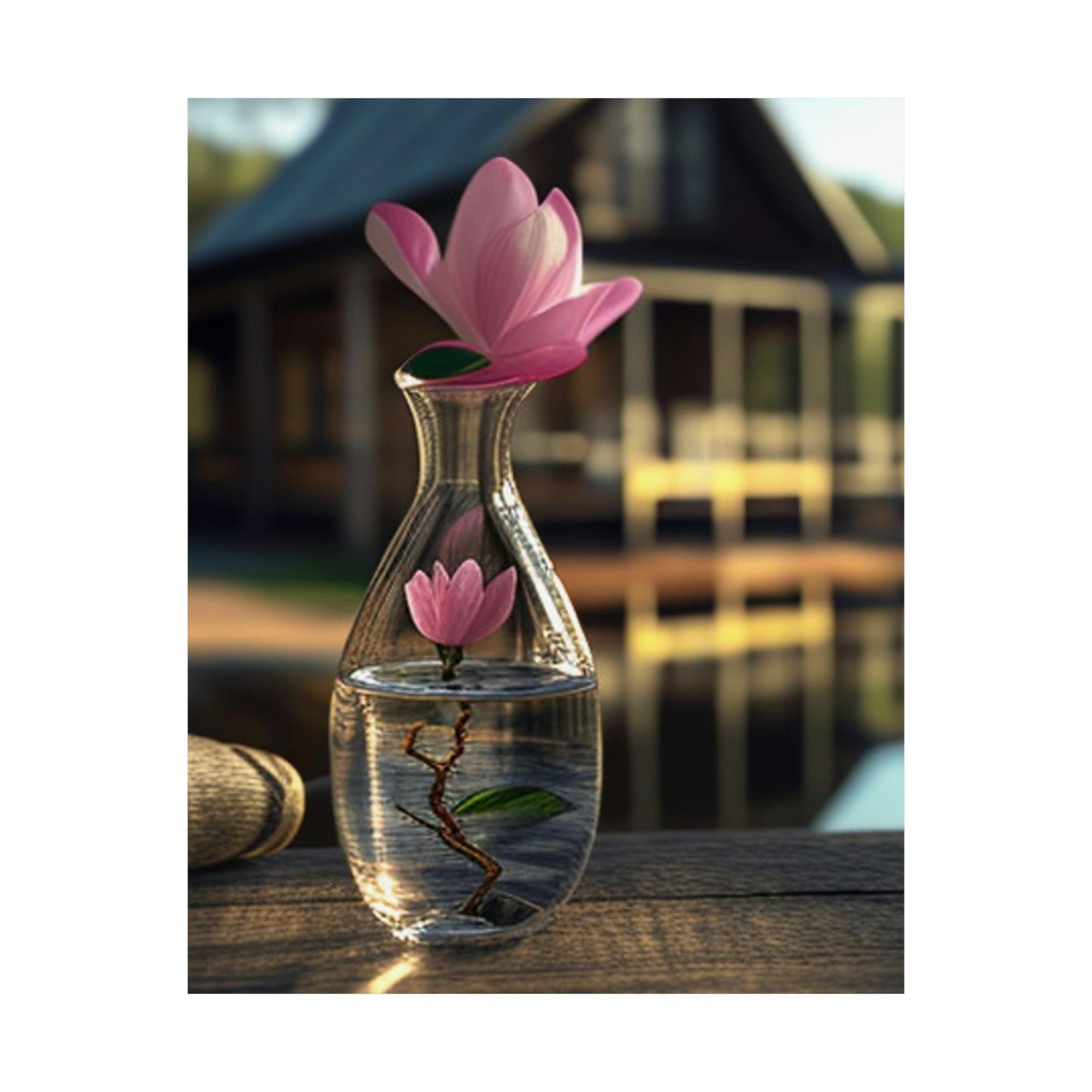 Premium Matte Vertical Posters Magnolia in a Glass vase 4