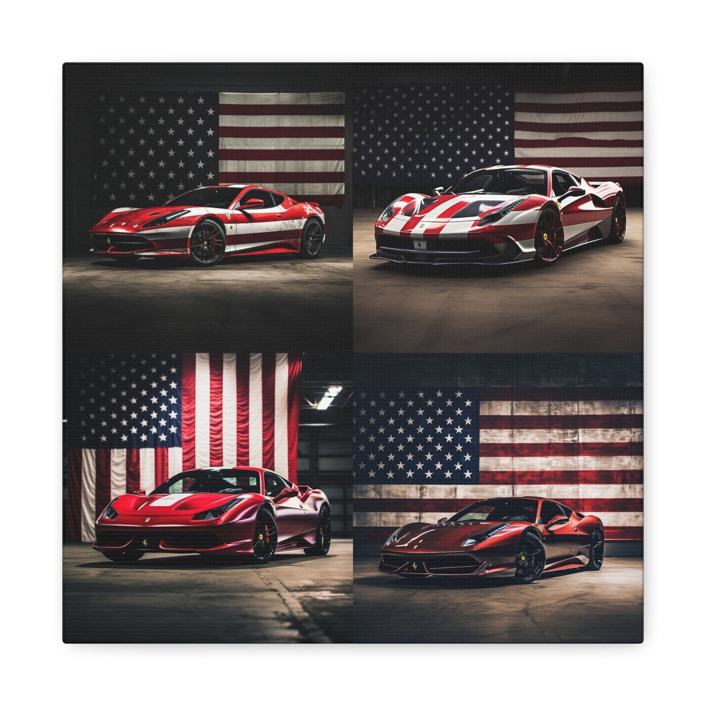 Canvas Gallery Wraps American Flag Background Ferrari 5