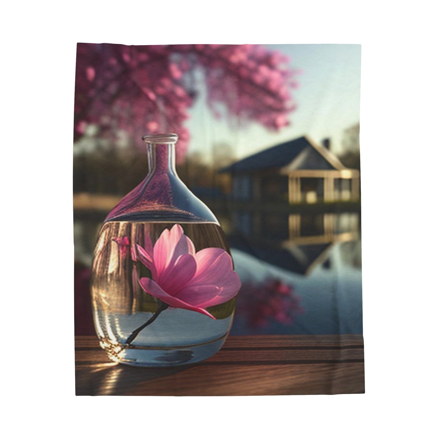 Velveteen Plush Blanket Magnolia in a Glass vase 2