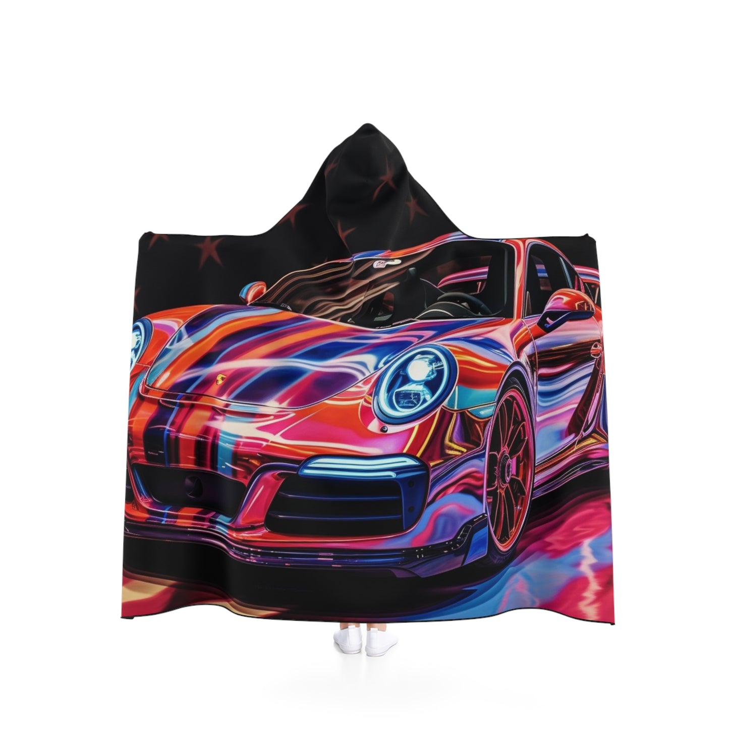 Hooded Blanket American Flag Colored Porsche 4