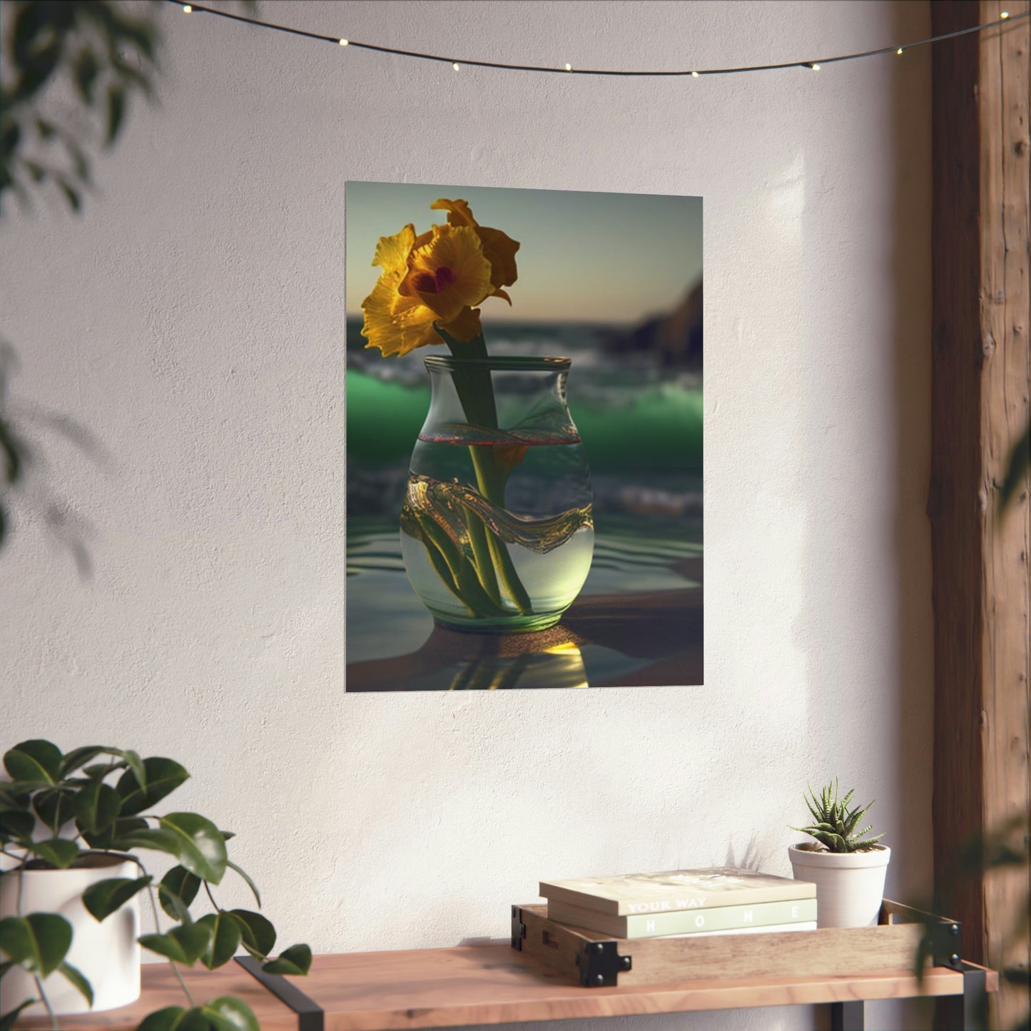 Premium Matte Vertical Posters Yellow Gladiolus glass 1