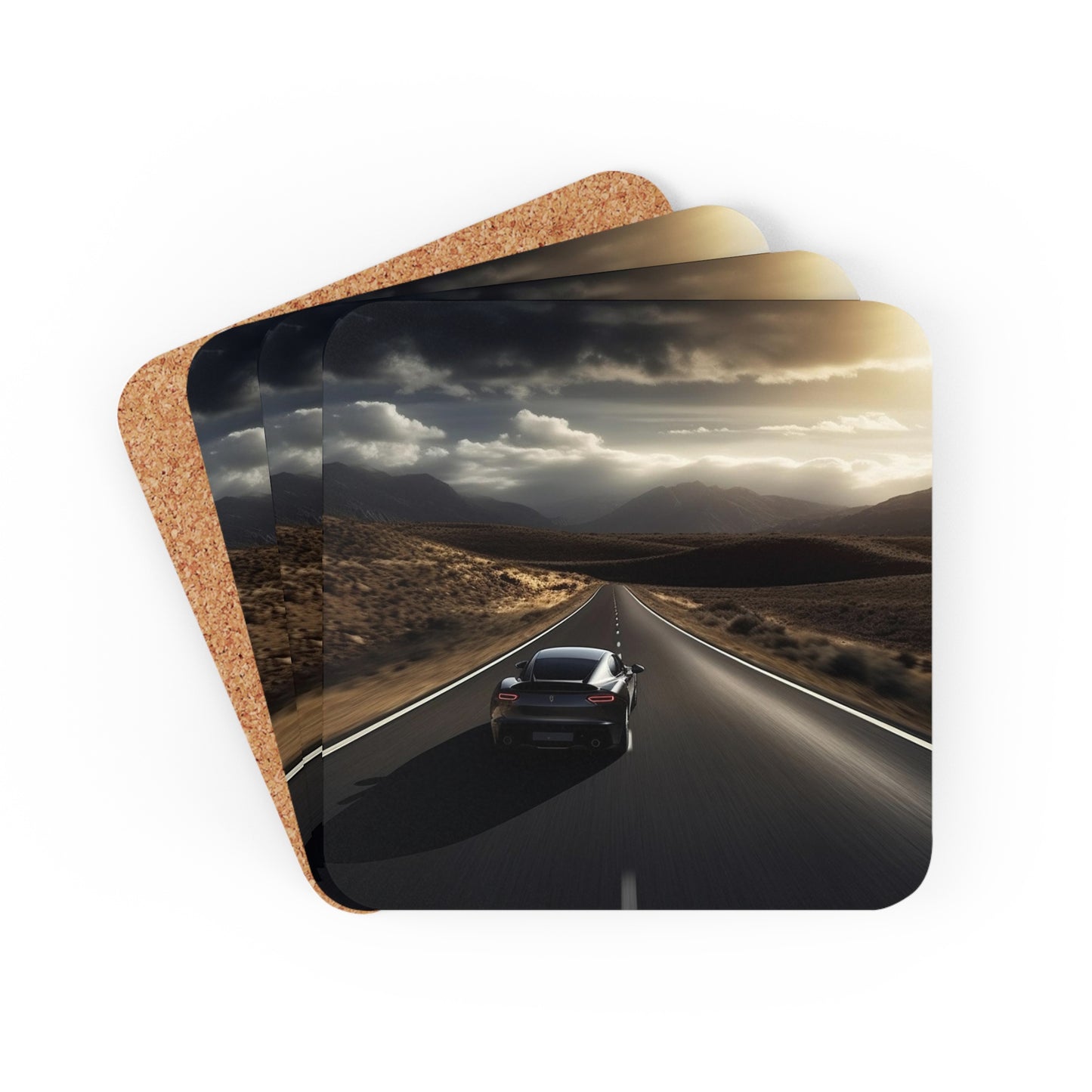 Corkwood Coaster Set Ferrari Road 3