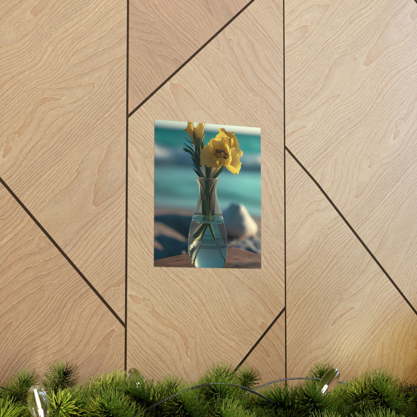 Premium Matte Vertical Posters Yellow Gladiolus glass 4