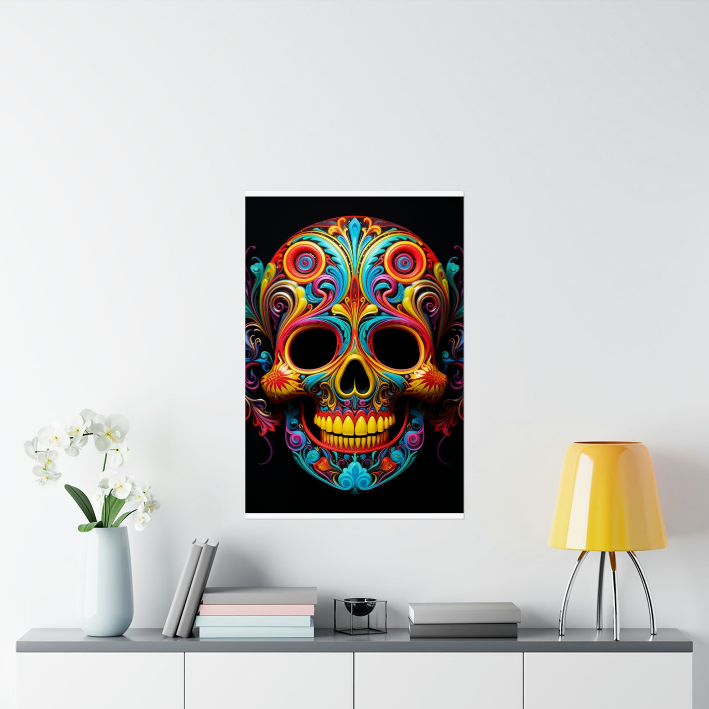 Premium Matte Vertical Posters Macro Skull Color 1