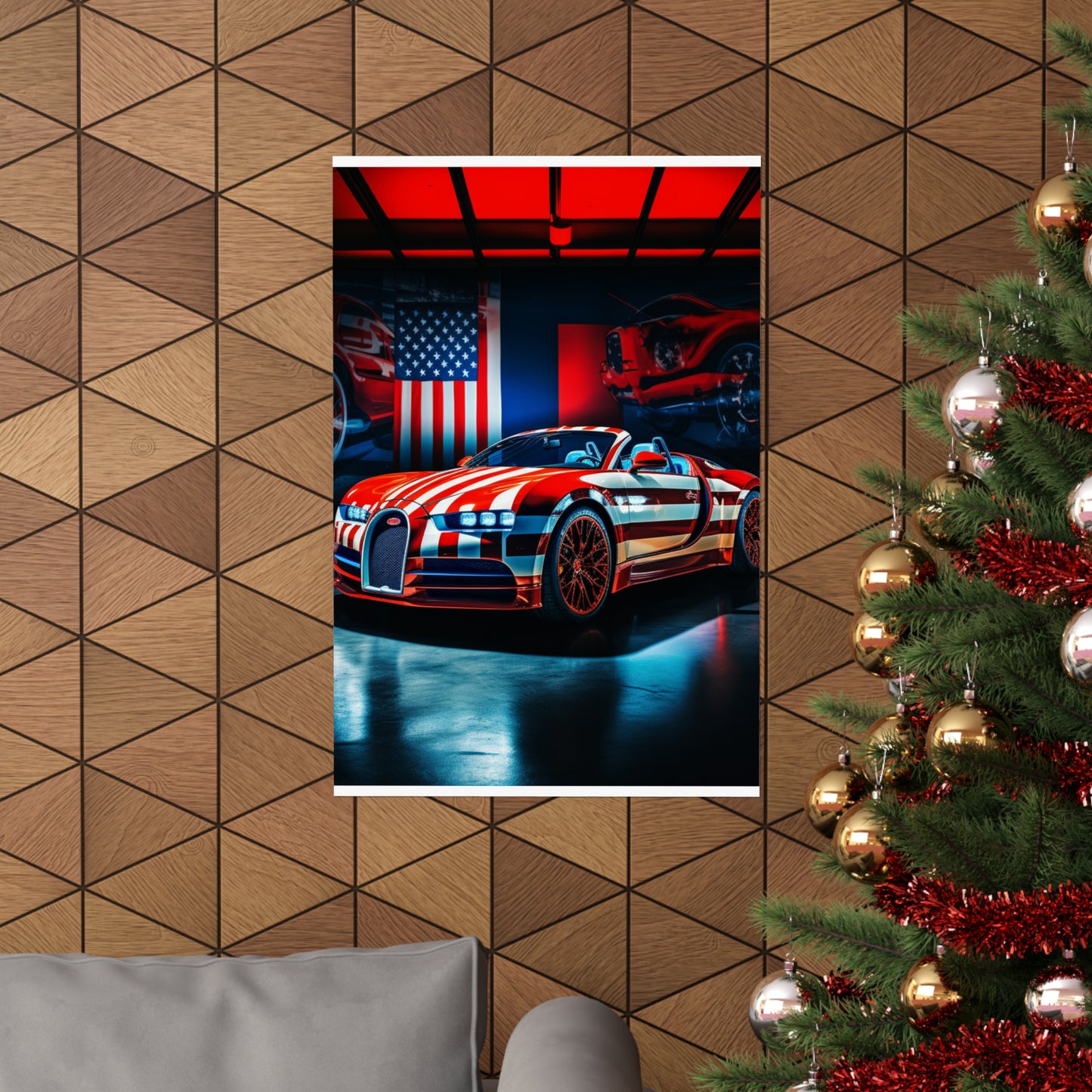 Premium Matte Vertical Posters Macro Bugatti American Flag 2