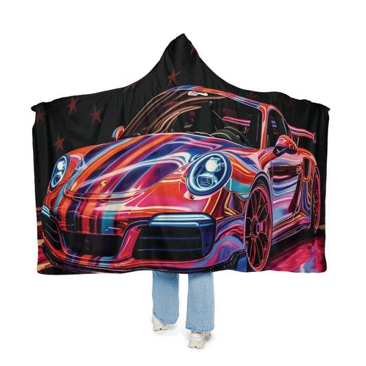 Snuggle Hooded Blanket American Flag Colored Porsche 2