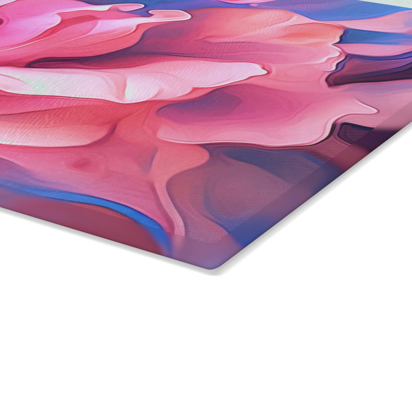 Glass Cutting Board Pink & Blue Tulip Rose 1