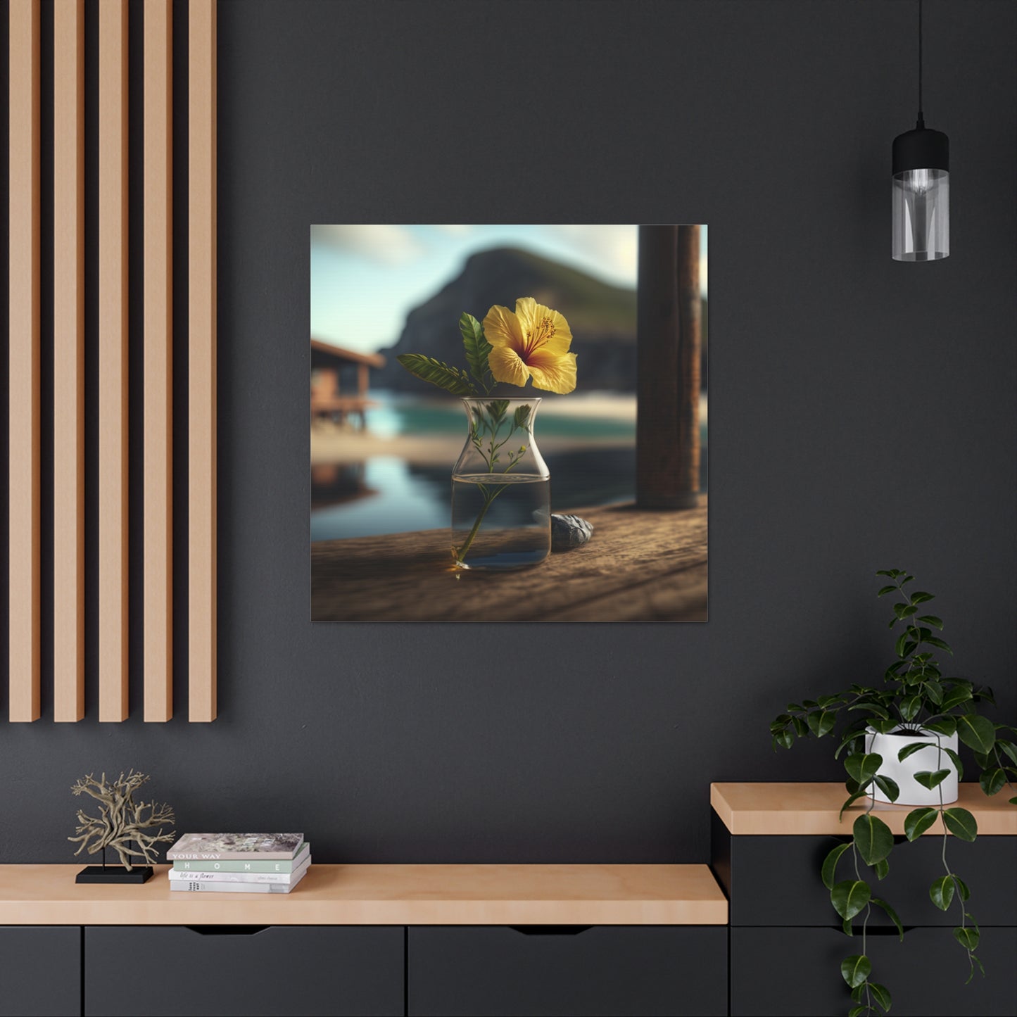 Canvas Gallery Wraps Yellow Hibiscus Wood 4