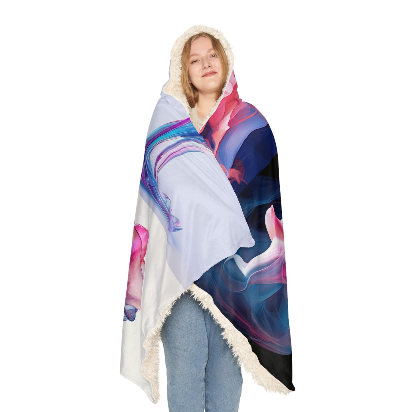 Snuggle Hooded Blanket Pink & Blue Tulip Rose 5