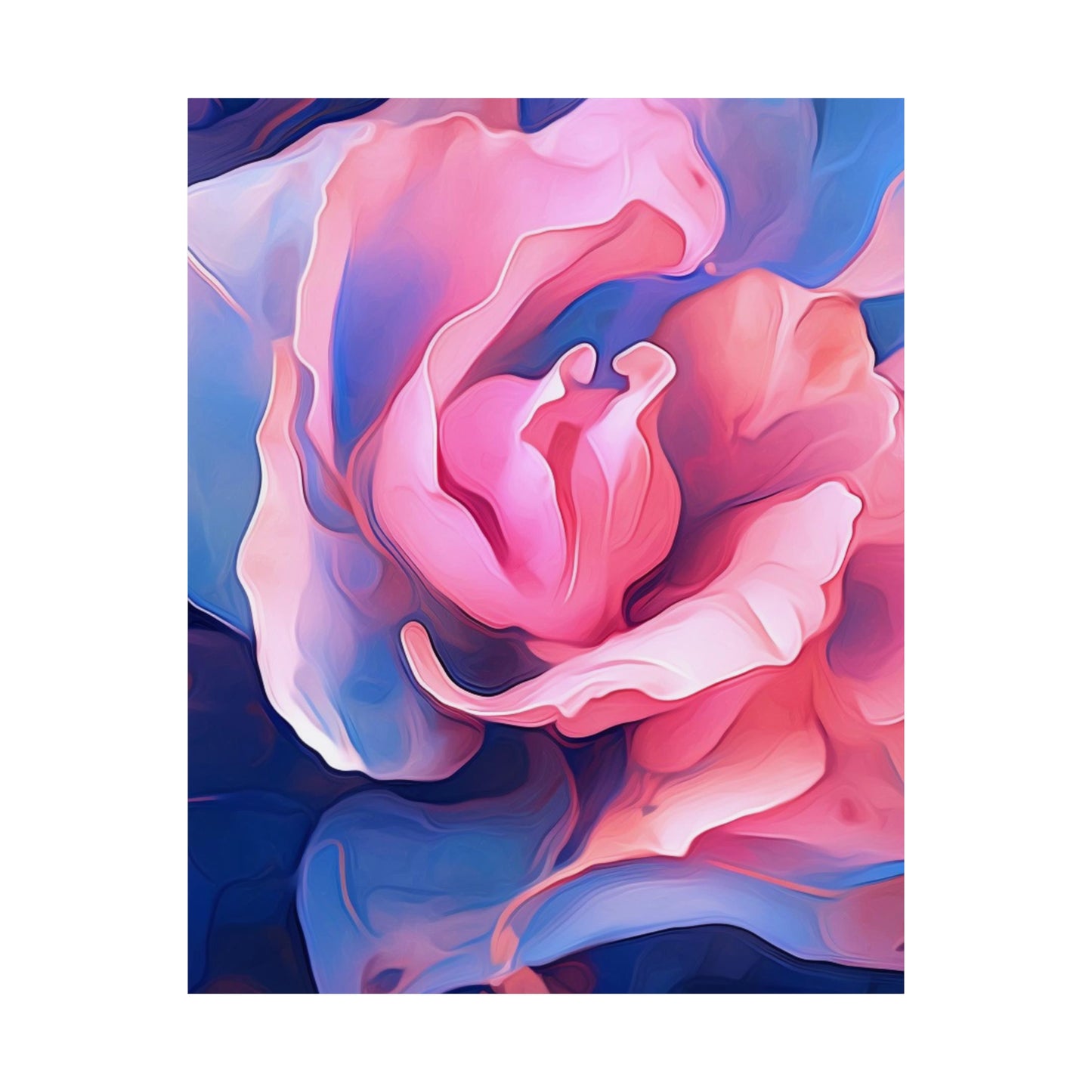 Premium Matte Vertical Posters Pink & Blue Tulip Rose 1