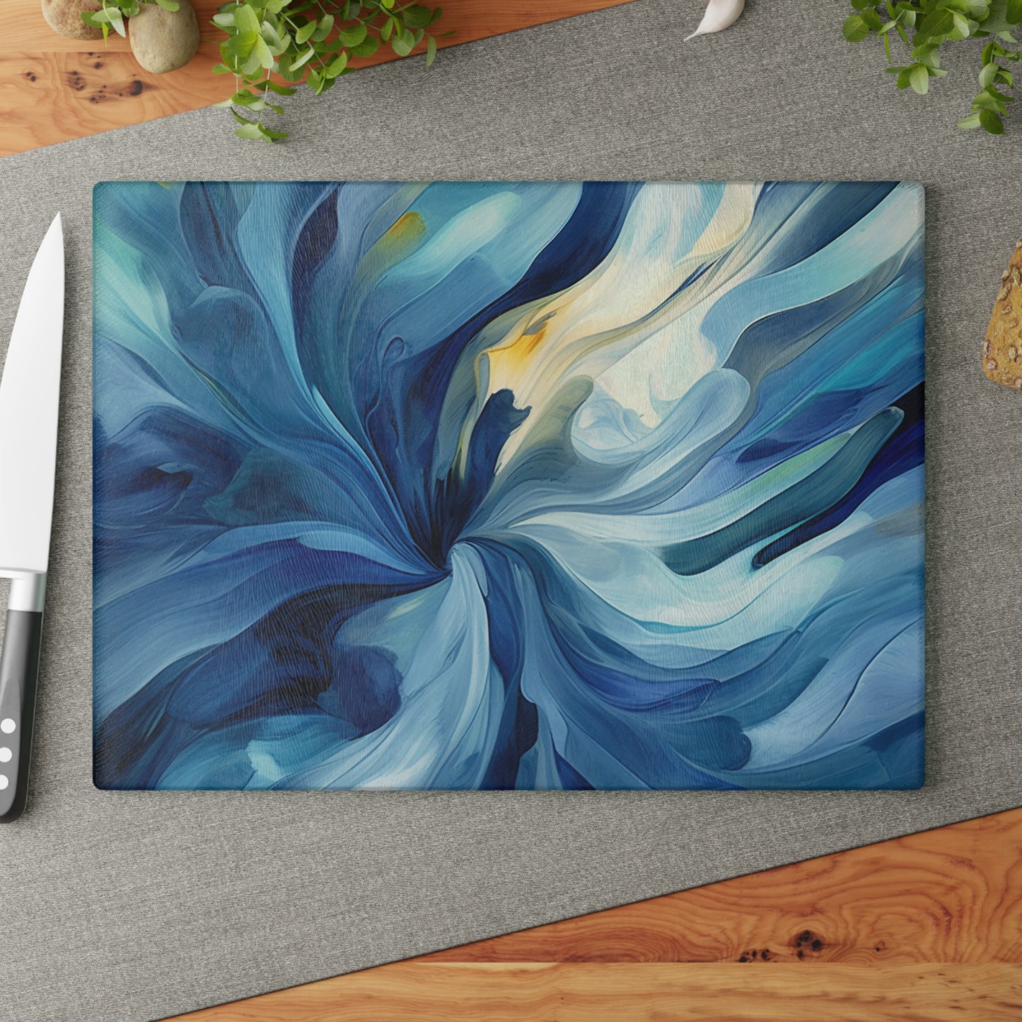 Glass Cutting Board Blue Tluip Abstract 4