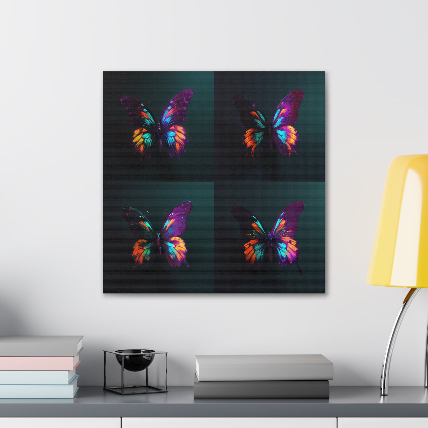 Canvas Gallery Wraps Hyper Colorful Butterfly Purple 5