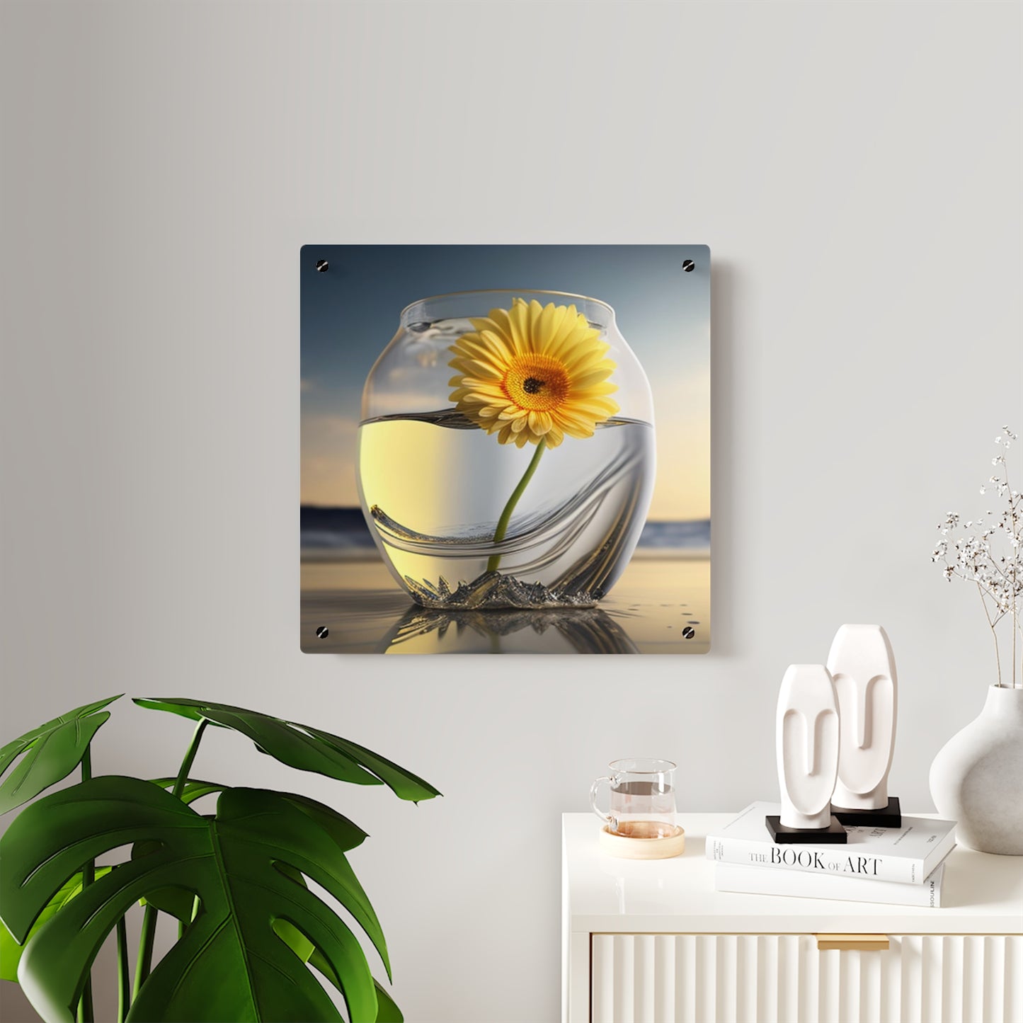 Acrylic Wall Art Panels yello Gerbera glass 1