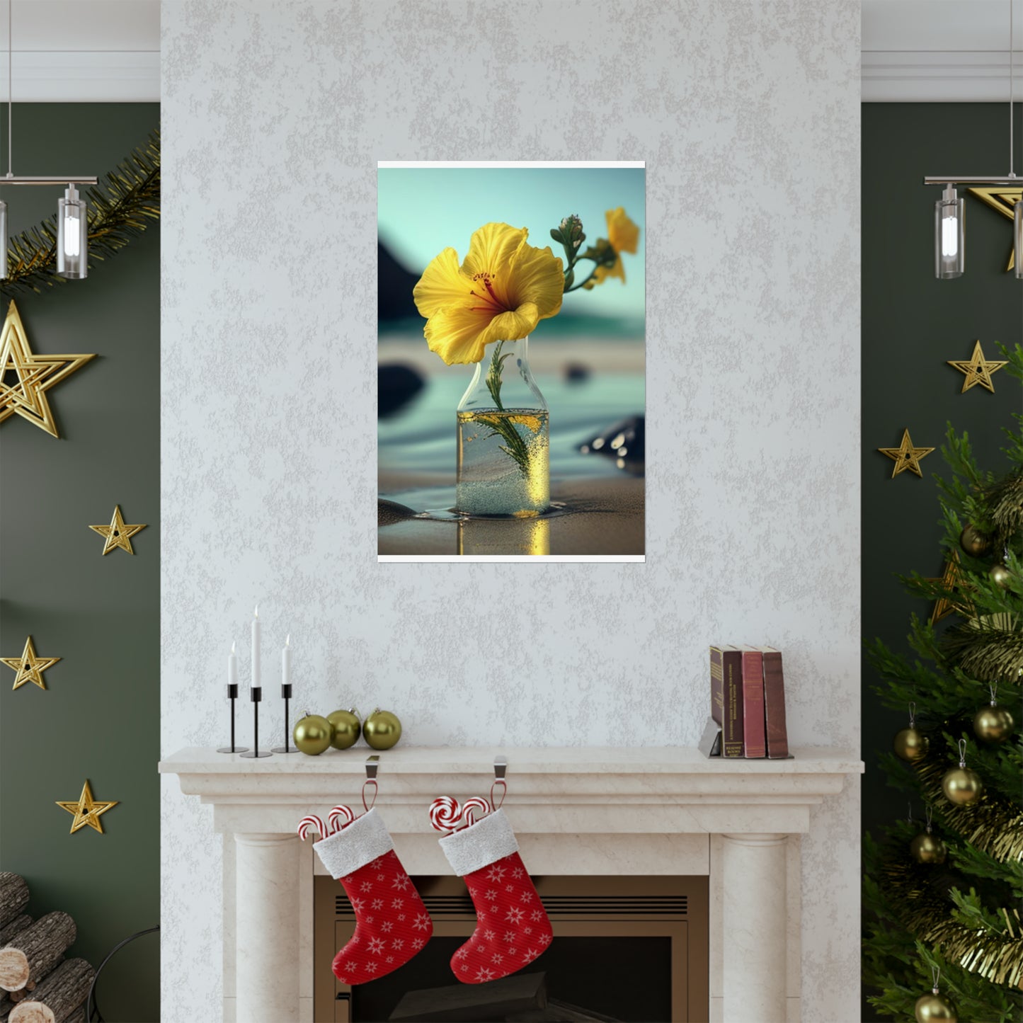 Premium Matte Vertical Posters Yellow Hibiscus glass 3