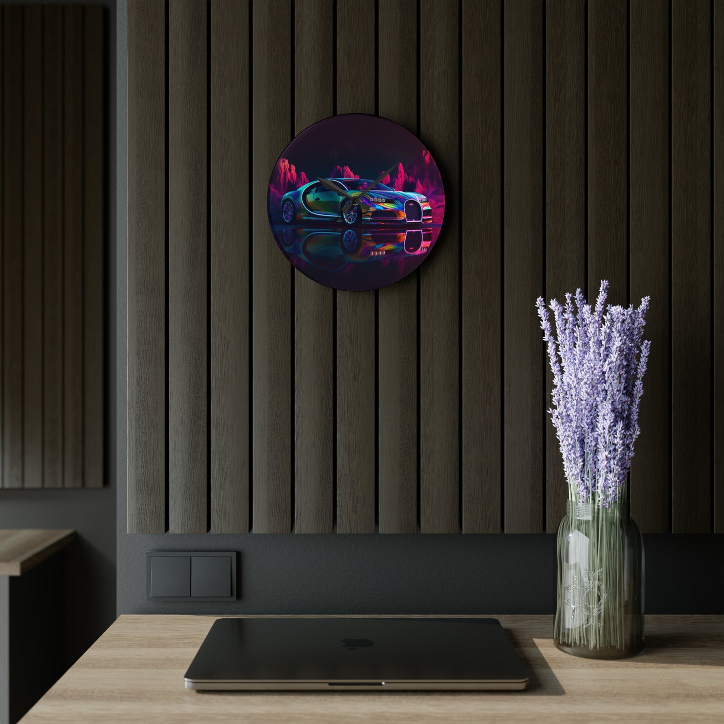 Acrylic Wall Clock Florescent Bugatti Flair 2
