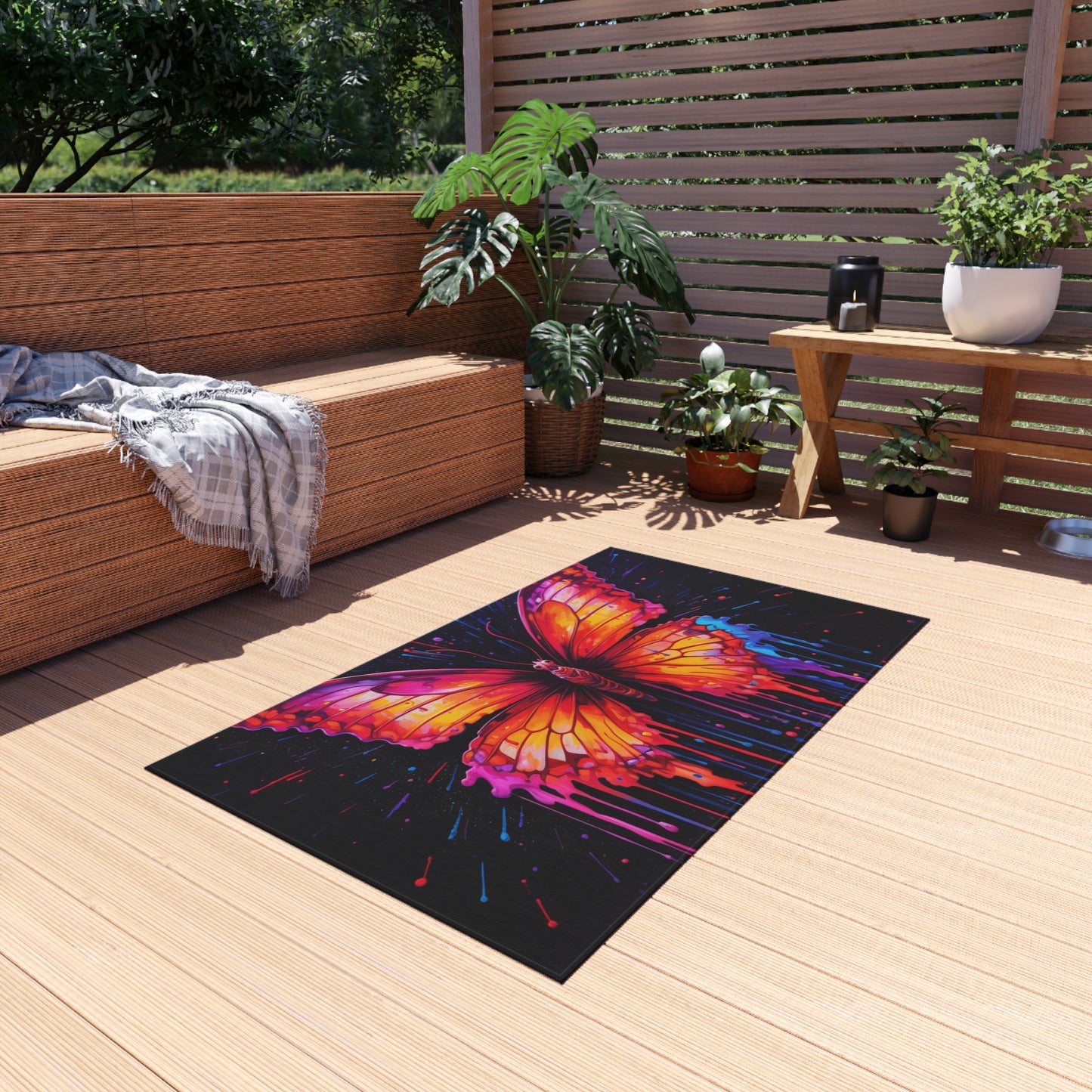 Outdoor Rug  Pink Butterfly Flair 4