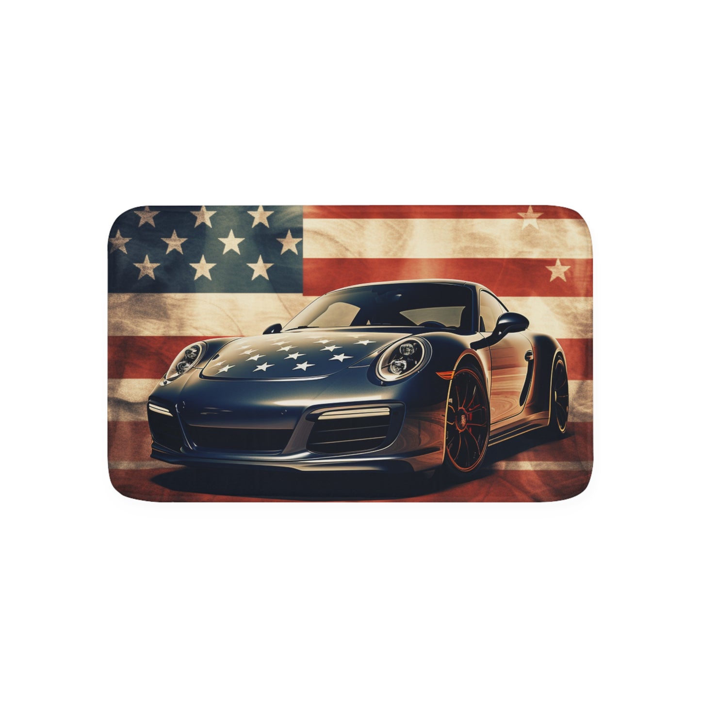 Memory Foam Bath Mat Abstract American Flag Background Porsche 3