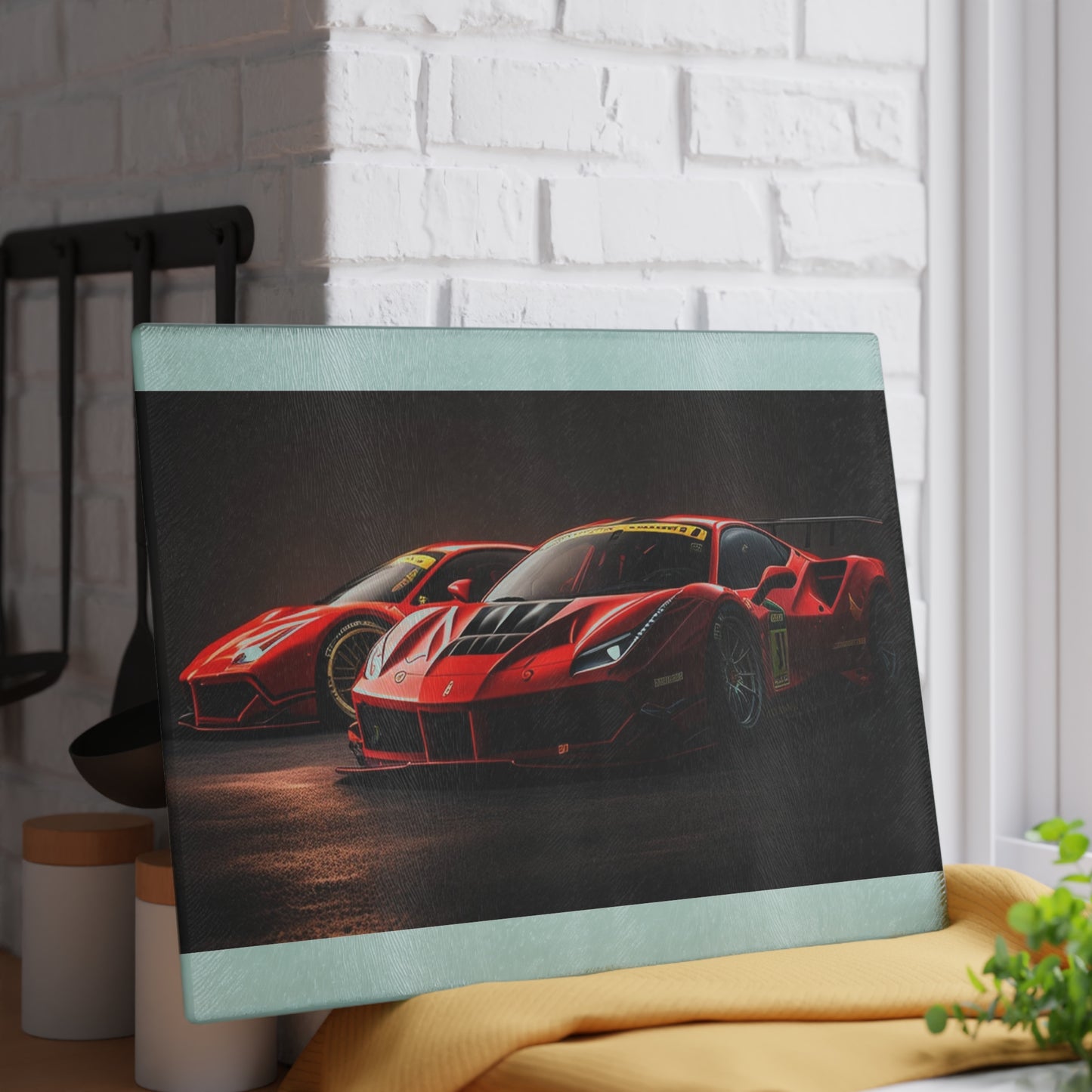 Glass Cutting Board Ferrari Red 4