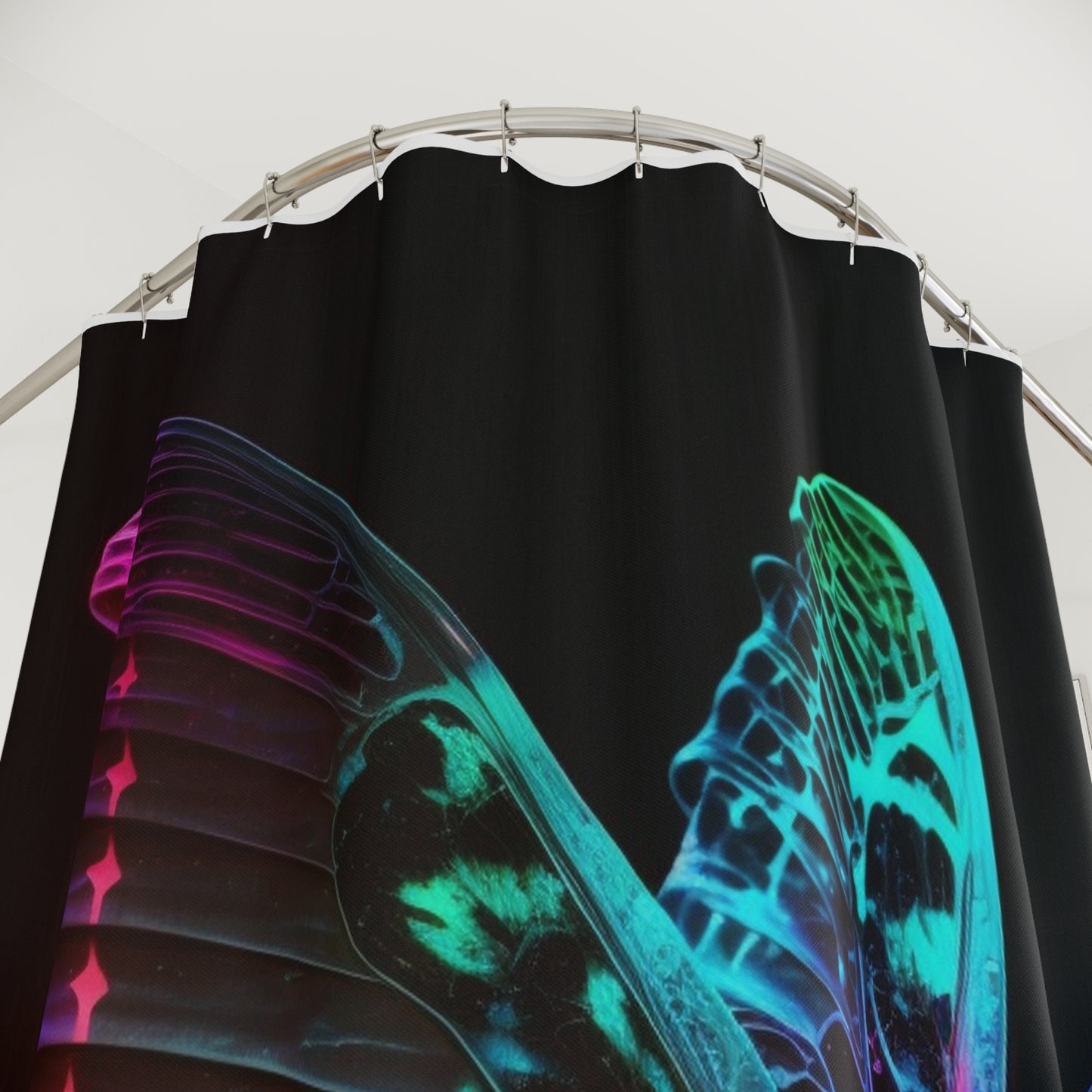 Polyester Shower Curtain Raw Hyper Color Butterfly 1