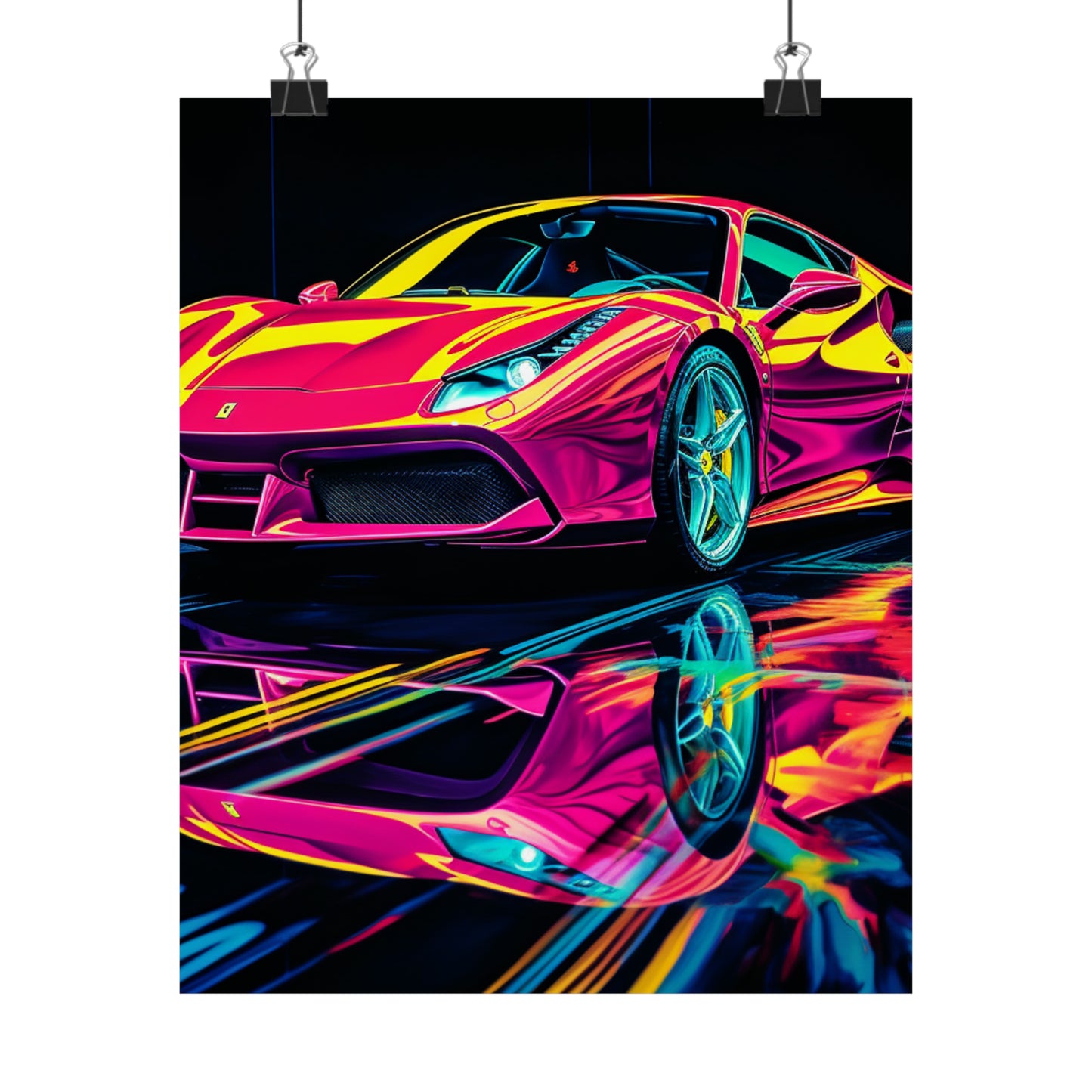 Premium Matte Vertical Posters Pink Ferrari Macro 1