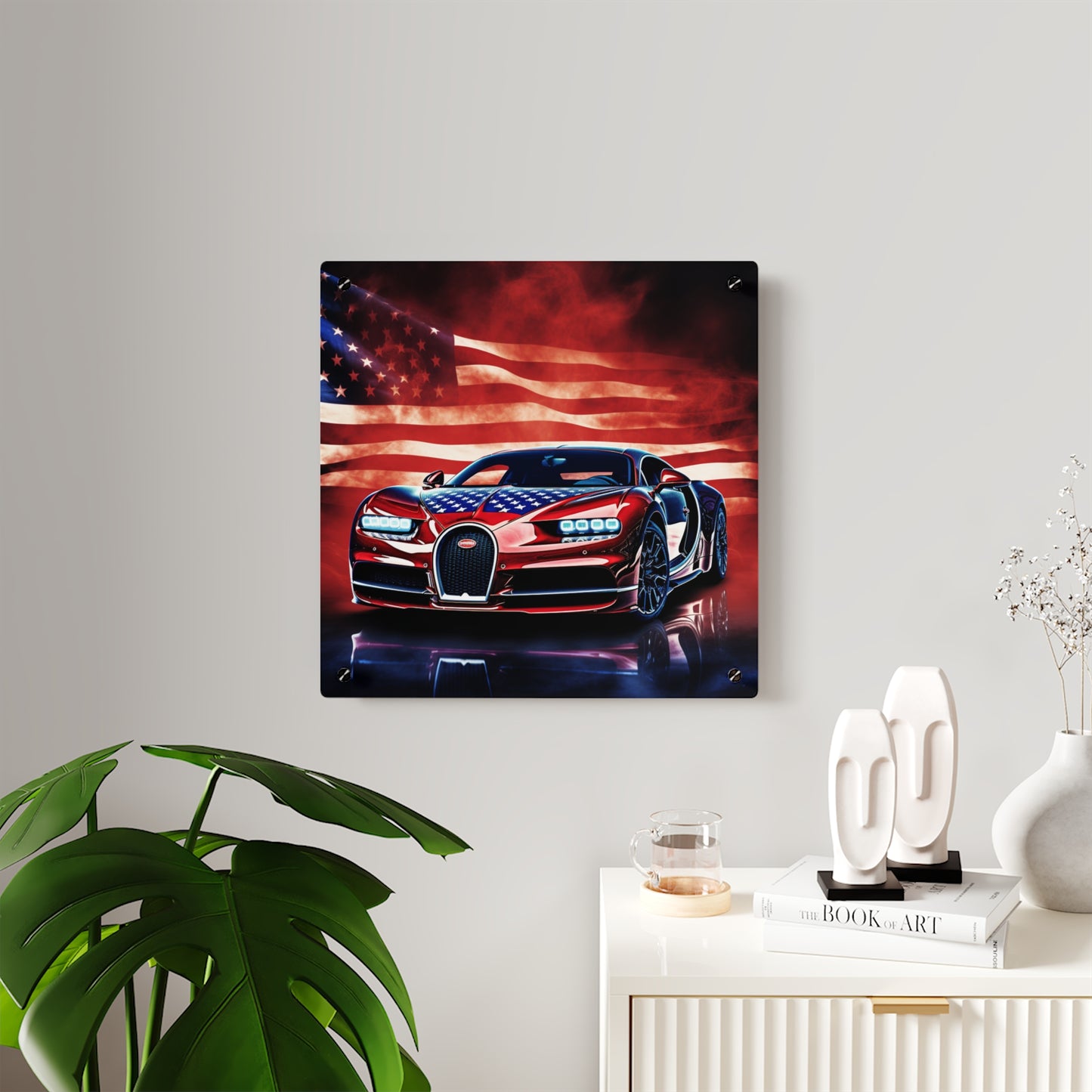 Acrylic Wall Art Panels Abstract American Flag Background Bugatti 3