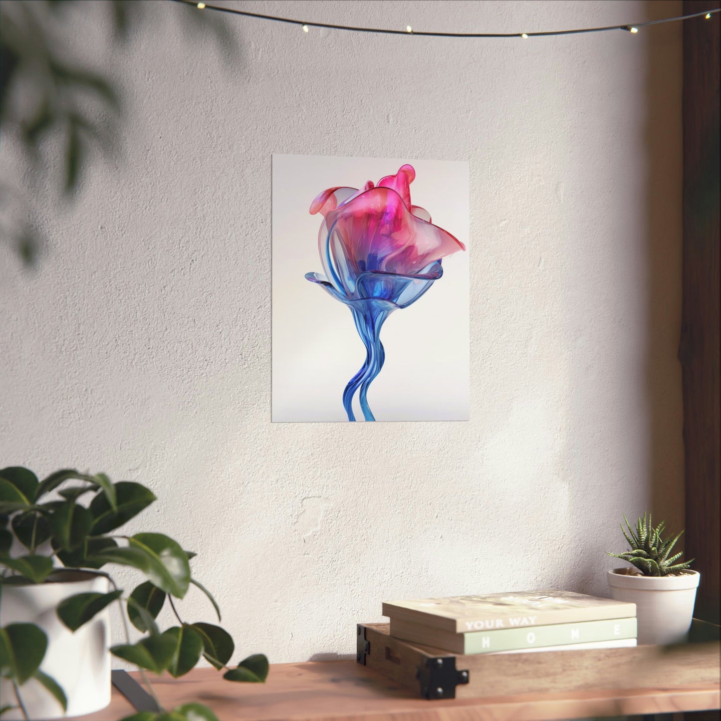 Premium Matte Vertical Posters Pink & Blue Tulip Rose 4