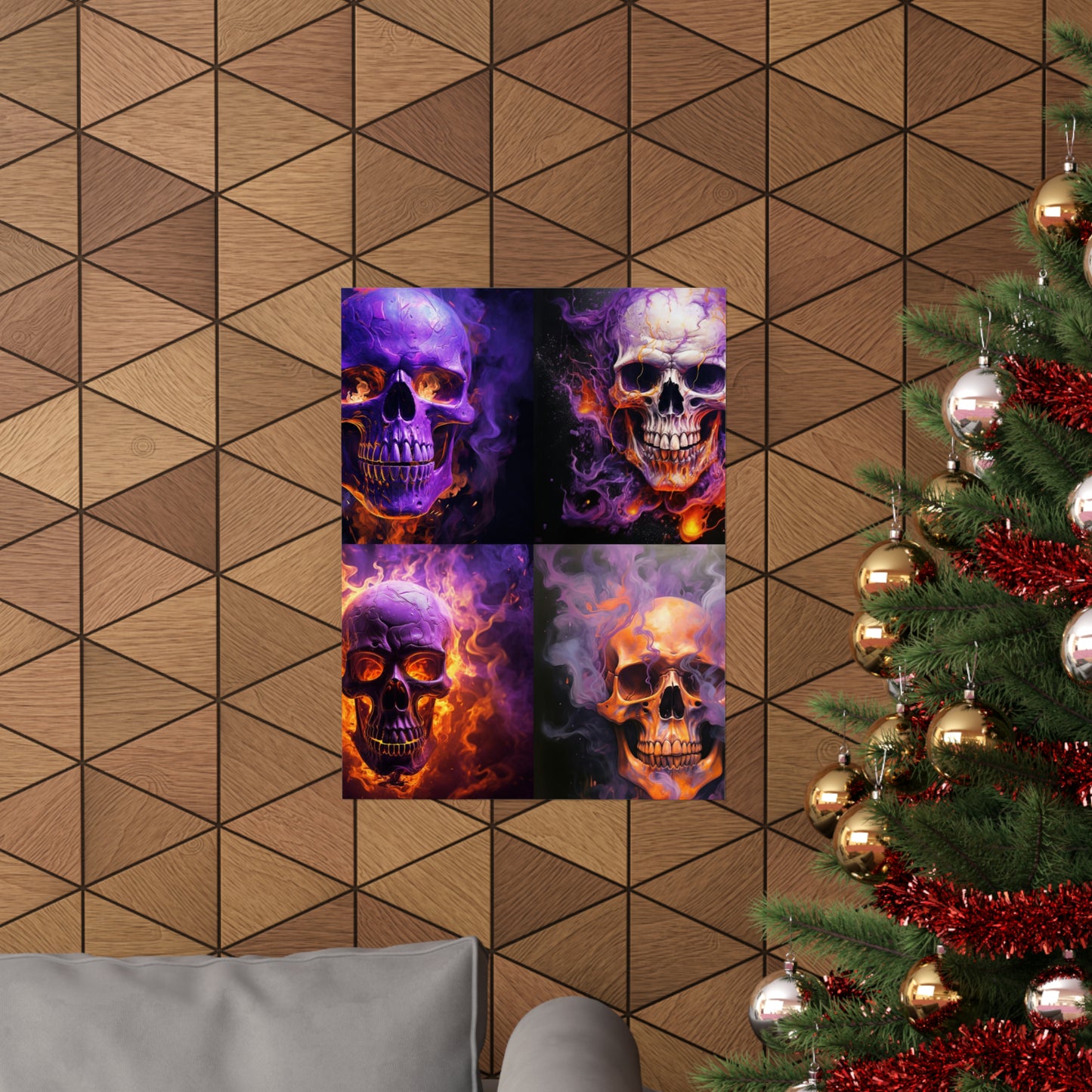 Premium Matte Vertical Posters Skull Flames 5