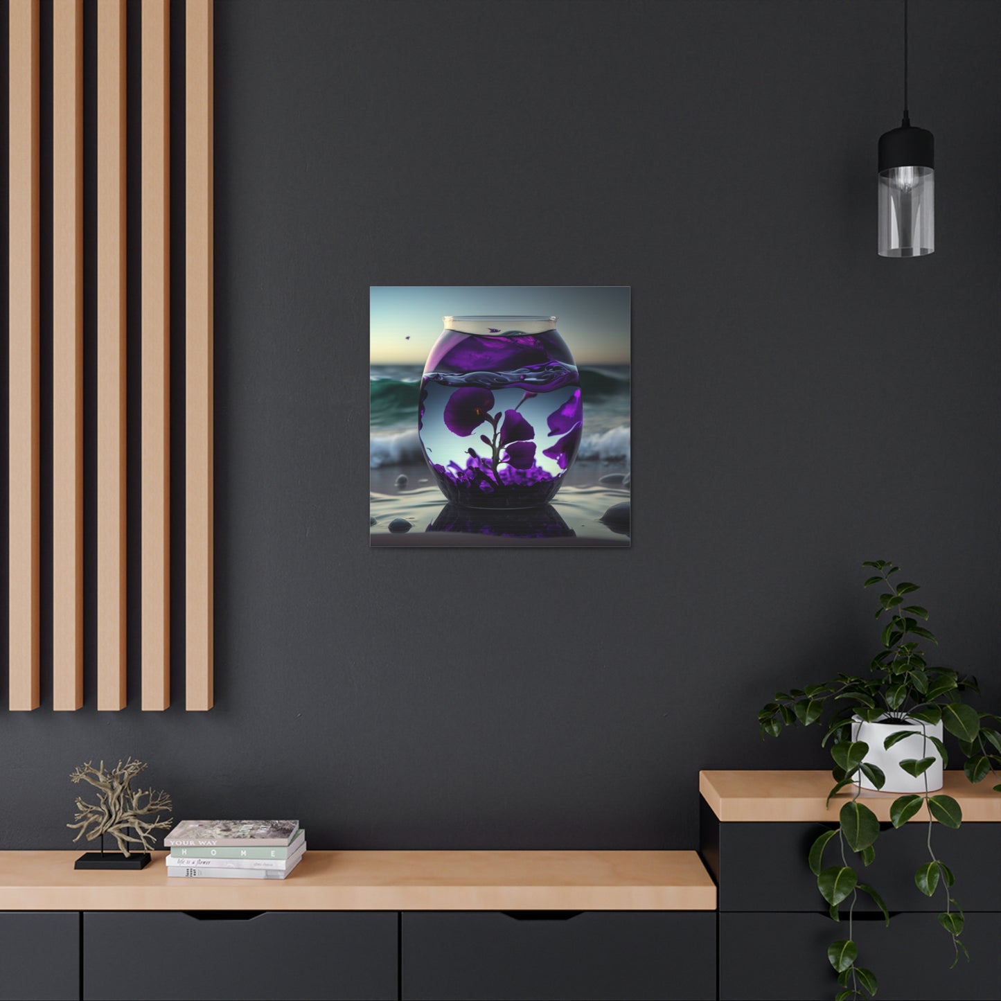Canvas Gallery Wraps Purple Sweet pea in a vase 4