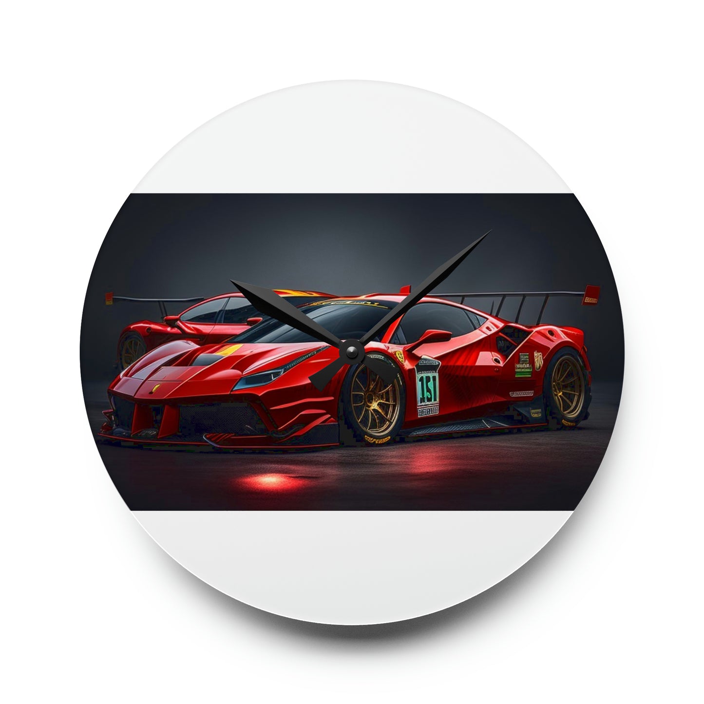 Acrylic Wall Clock Ferrari Red 2