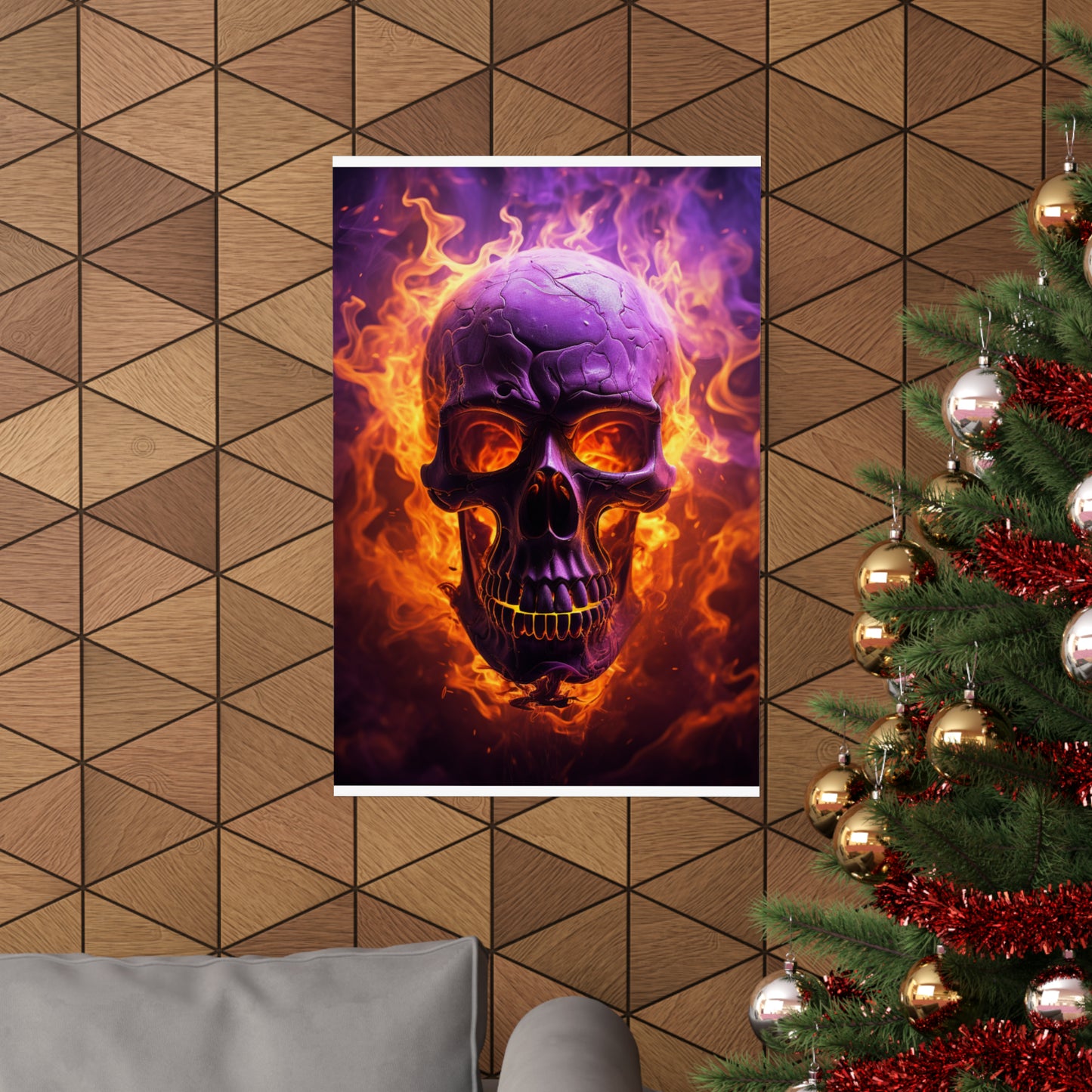 Premium Matte Vertical Posters Skull Flames 3