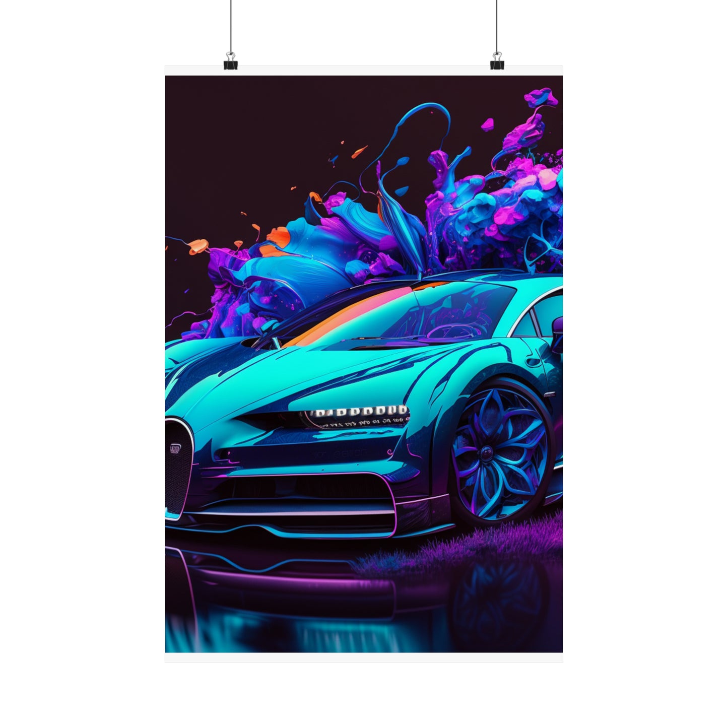 Premium Matte Vertical Posters Bugatti Neon Chiron 3