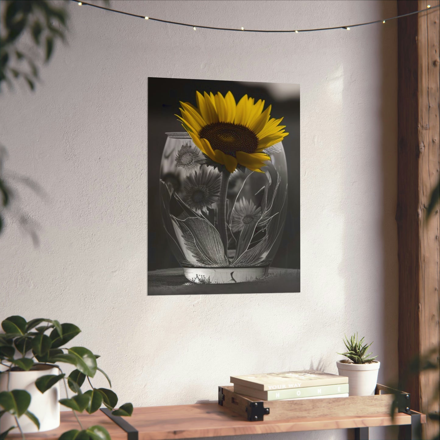 Premium Matte Vertical Posters Yellw Sunflower in a vase 1