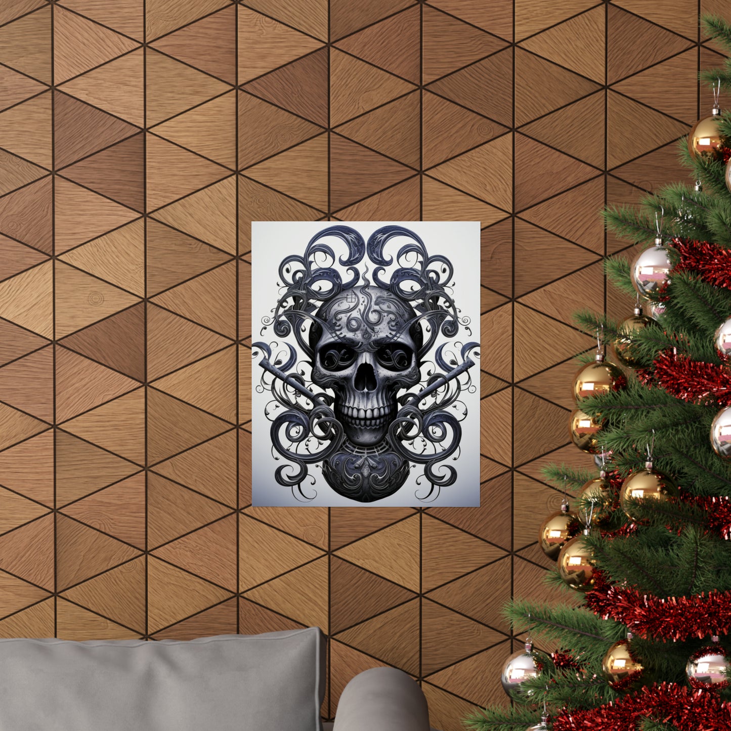 Premium Matte Vertical Posters Skull Treble Clef 1