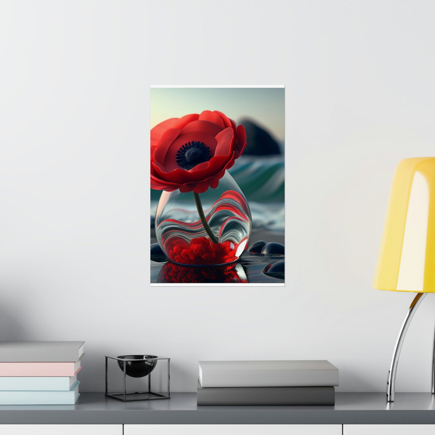 Premium Matte Vertical Posters Red Anemone in a Vase 1