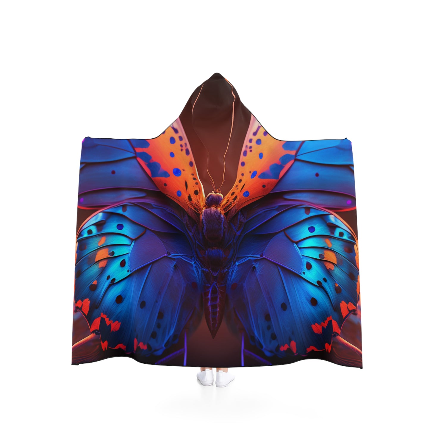 Hooded Blanket Neon Butterfly Macro 3