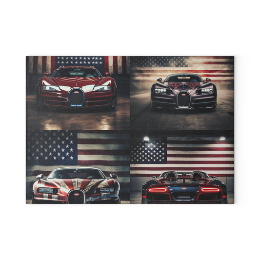 Glass Cutting Board American Flag Background Bugatti 5