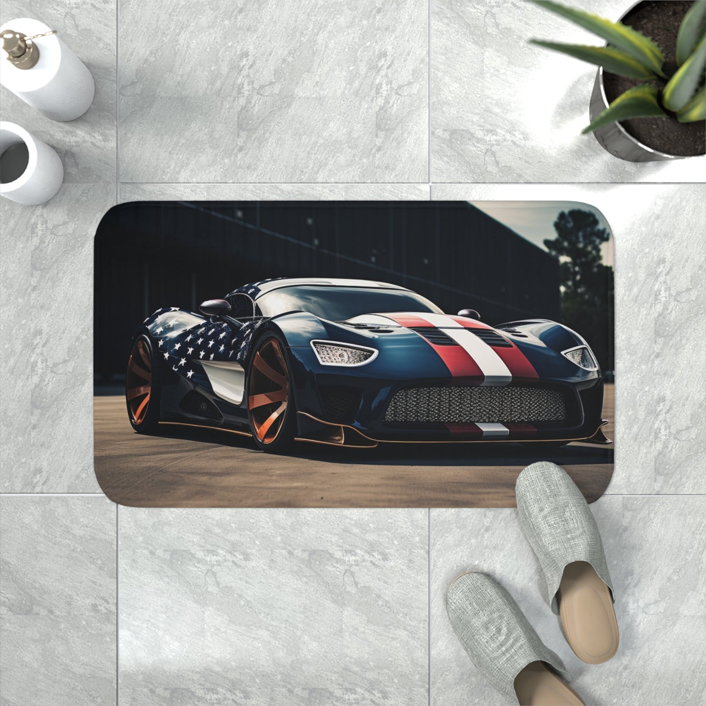 Memory Foam Bath Mat Bugatti Flag American 2